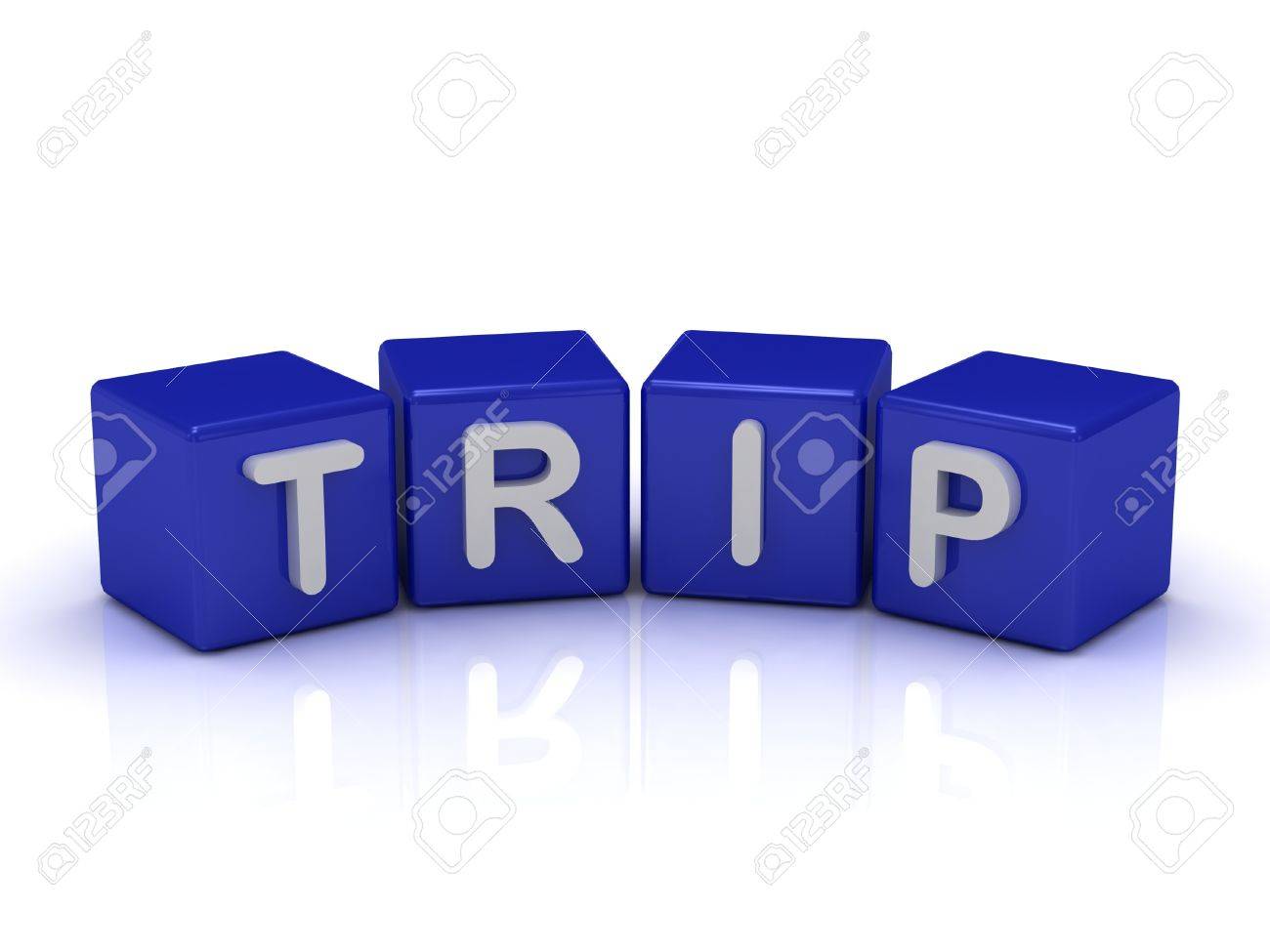 trip word on blue cubes on an isolated white background stock photo trip word