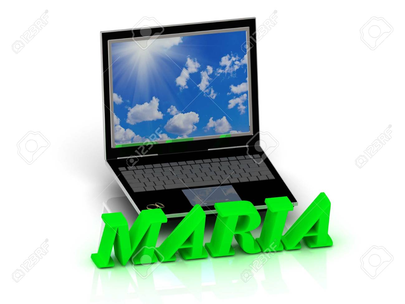 maria name and family bright letters near notebook and inscription