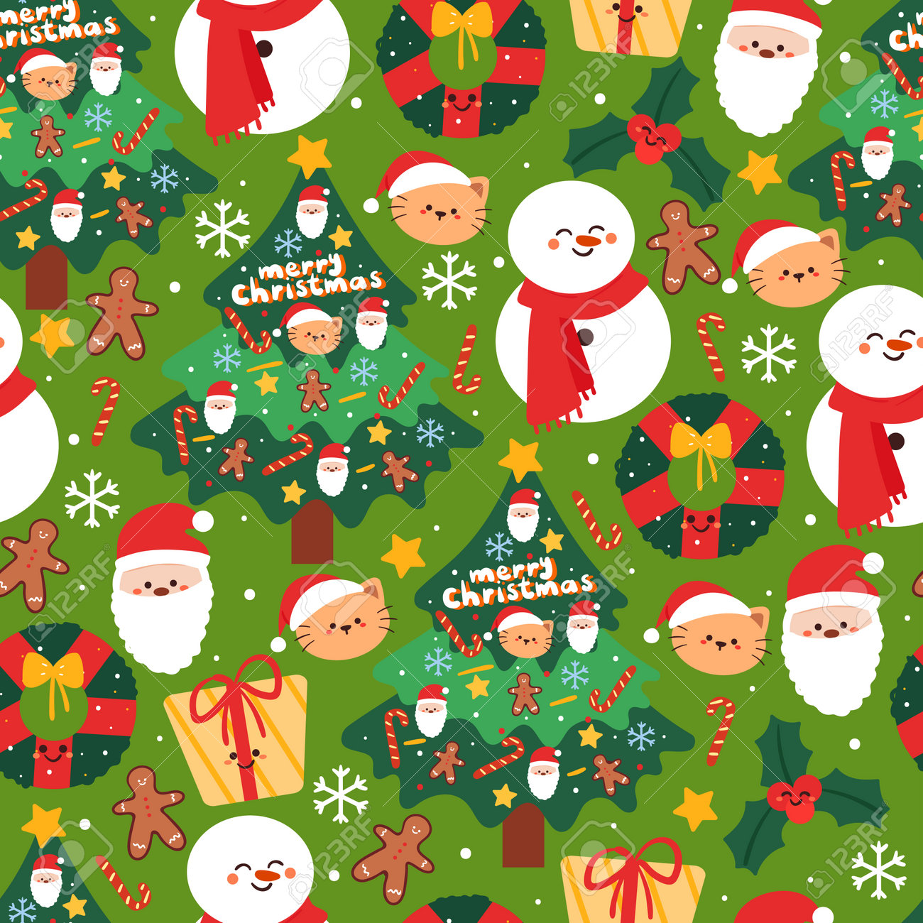 Seamless Pattern Cartoon Christmas Element. Cute Christmas Wallpaper For  Gift Wrap Paper, Background Royalty Free SVG, Cliparts, Vectors, and Stock  Illustration. Image 197900914., image size:1300x1300