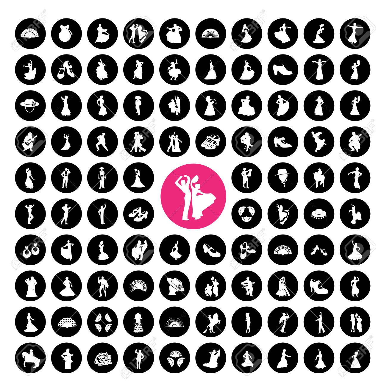 フラメンコ ダンスのアイコンを設定のイラスト素材 ベクタ Image