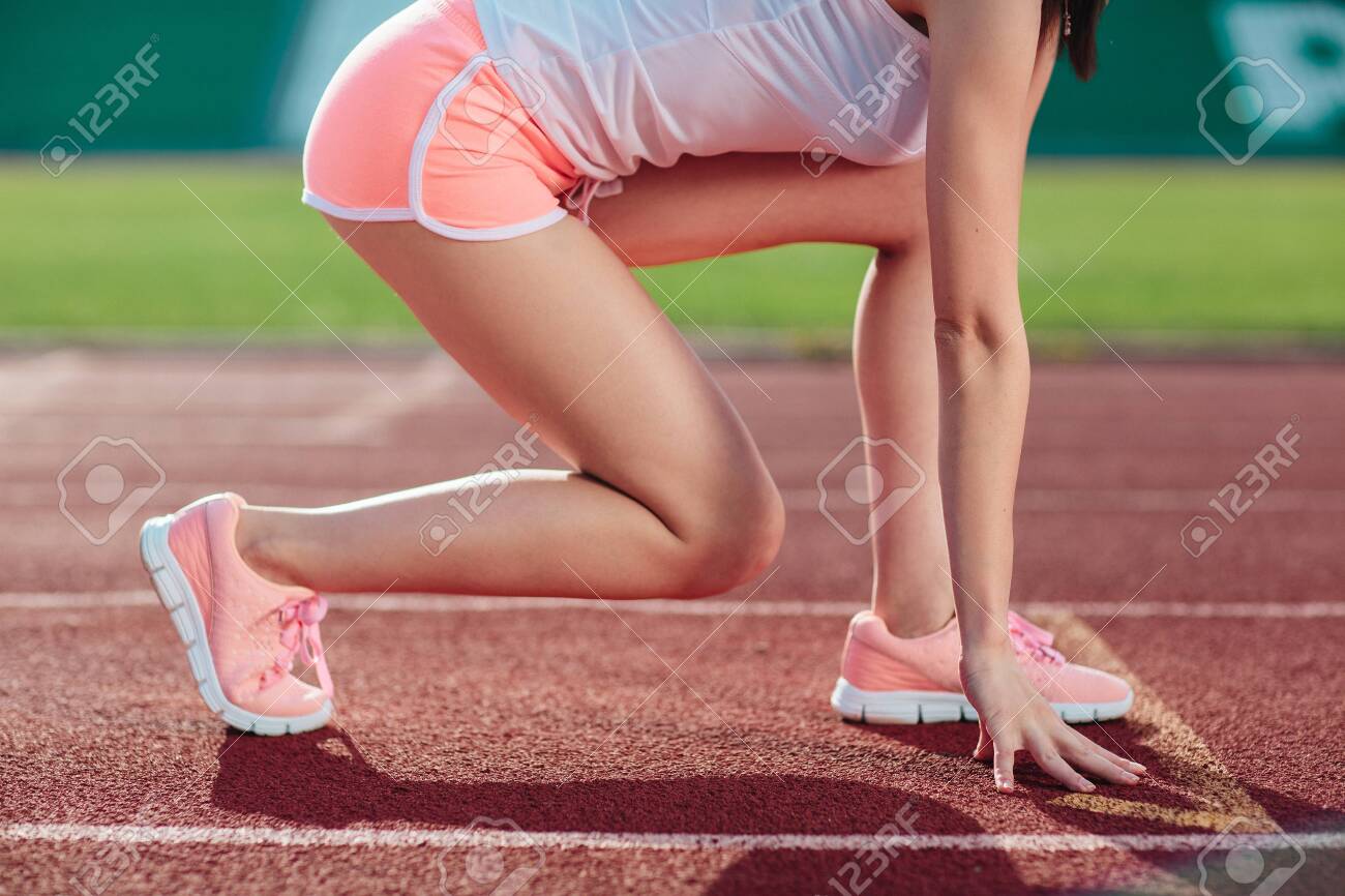 Side View Athletic Woman In Pink Shorts