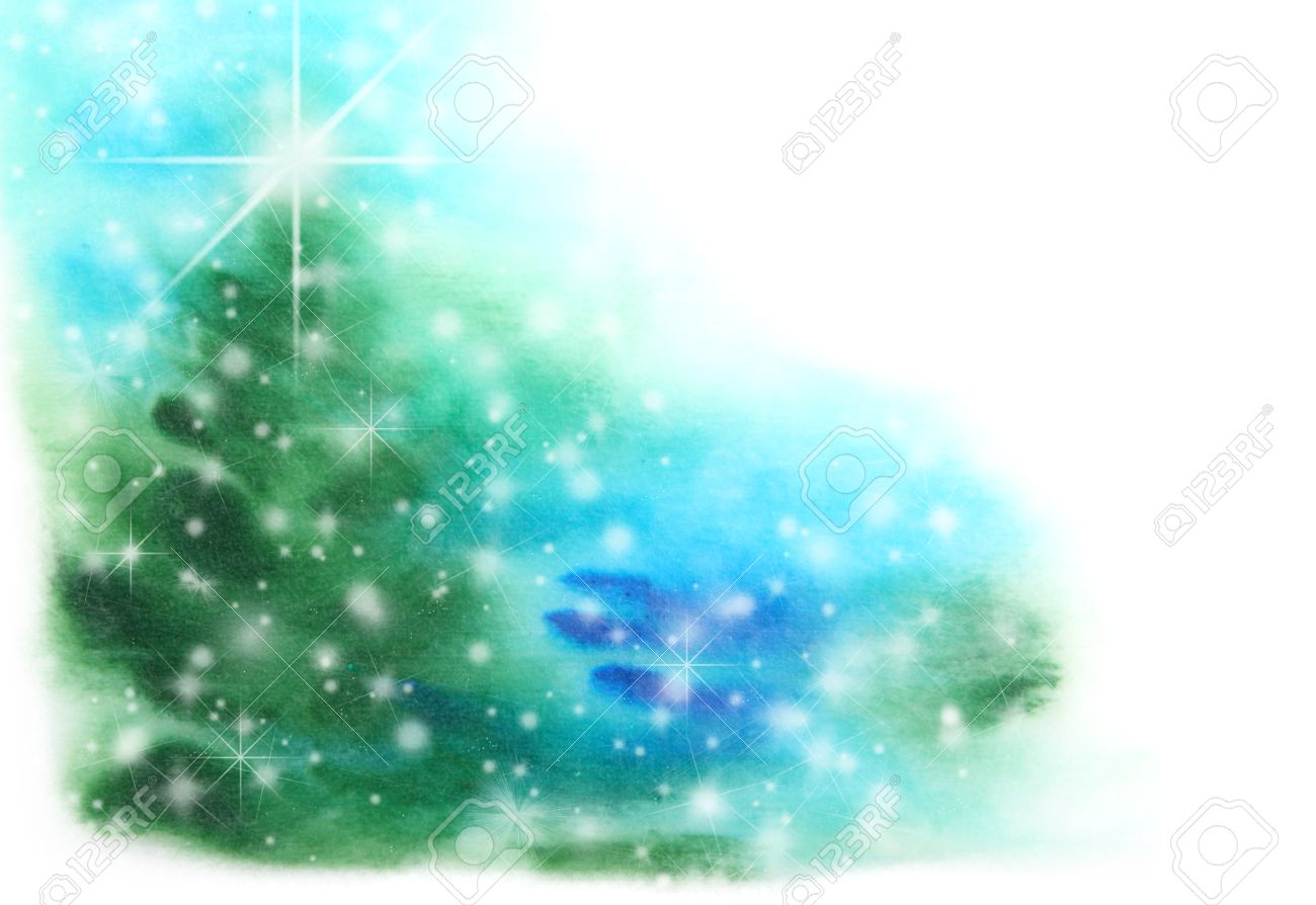abstract hand drawn watercolor background christmas tree blue christmas watercolor background