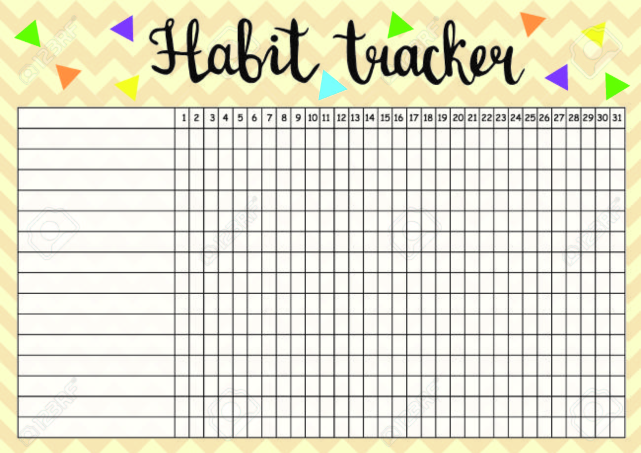 Behavior tracker vacant blank, every month planner template within yellow.. picture relating to Monthly Planner Template titled Practice tracker vacant blank, regular monthly planner template within yellow..