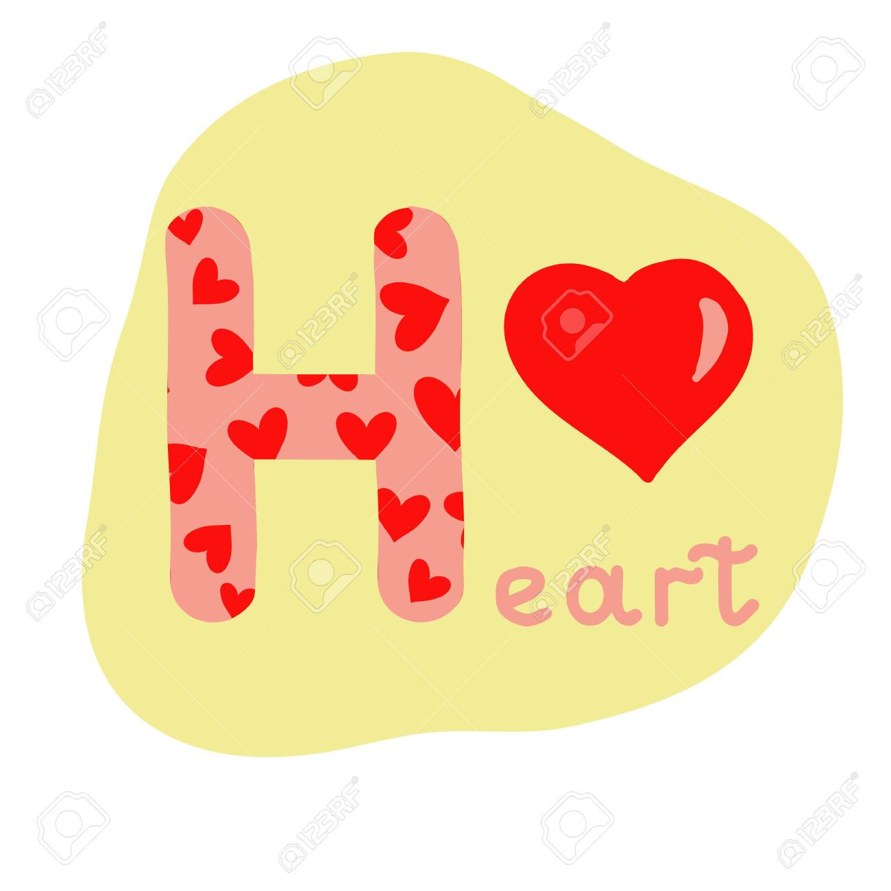 English Alphabet For Children, Letter H Uppercase With Word. Cute Kids  Colorful ABC Alphabet In Cartoon Style, Flashcard For Learning English  Vocabulary, Raster Illustration Stock Photo, Picture and Royalty Free  Image. Image