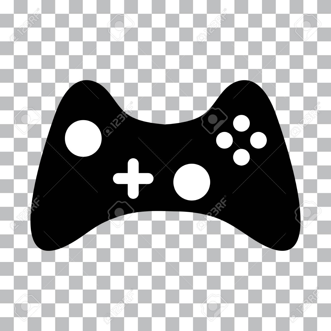 透明な背景にコンピューター ゲーム用のジョイスティックを黒と白 フラット アイコン ベクトル図のイラスト素材 ベクタ Image