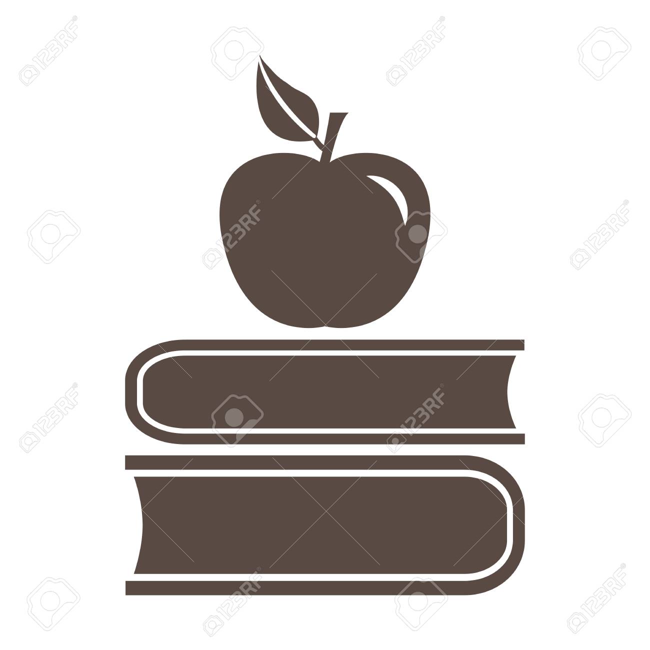 Ilustracao Em Vetor Icone Livro E Maca Marrom E Branco Ilustraciones Vectoriales Clip Art Vectorizado Libre De Derechos Image 90012020