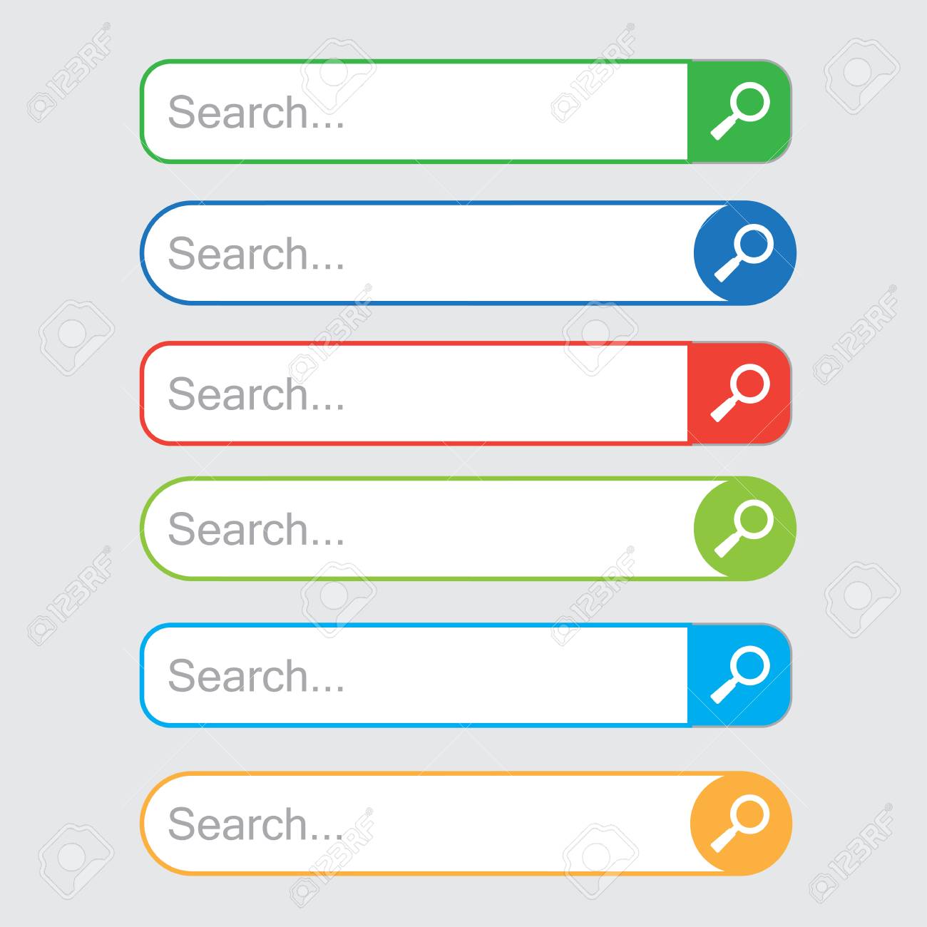 colored set of search bars template for internet searching bars template