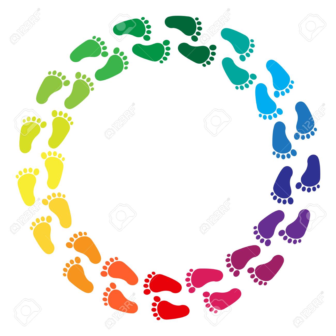 Rainbow Colored Traces Of Human Feet Round Frame Vector Il Ration Stock Vector 100029000 Rainbow Colored Traces Of Human Feet Round Frame Vector Il Ration Stock Vector 100029000