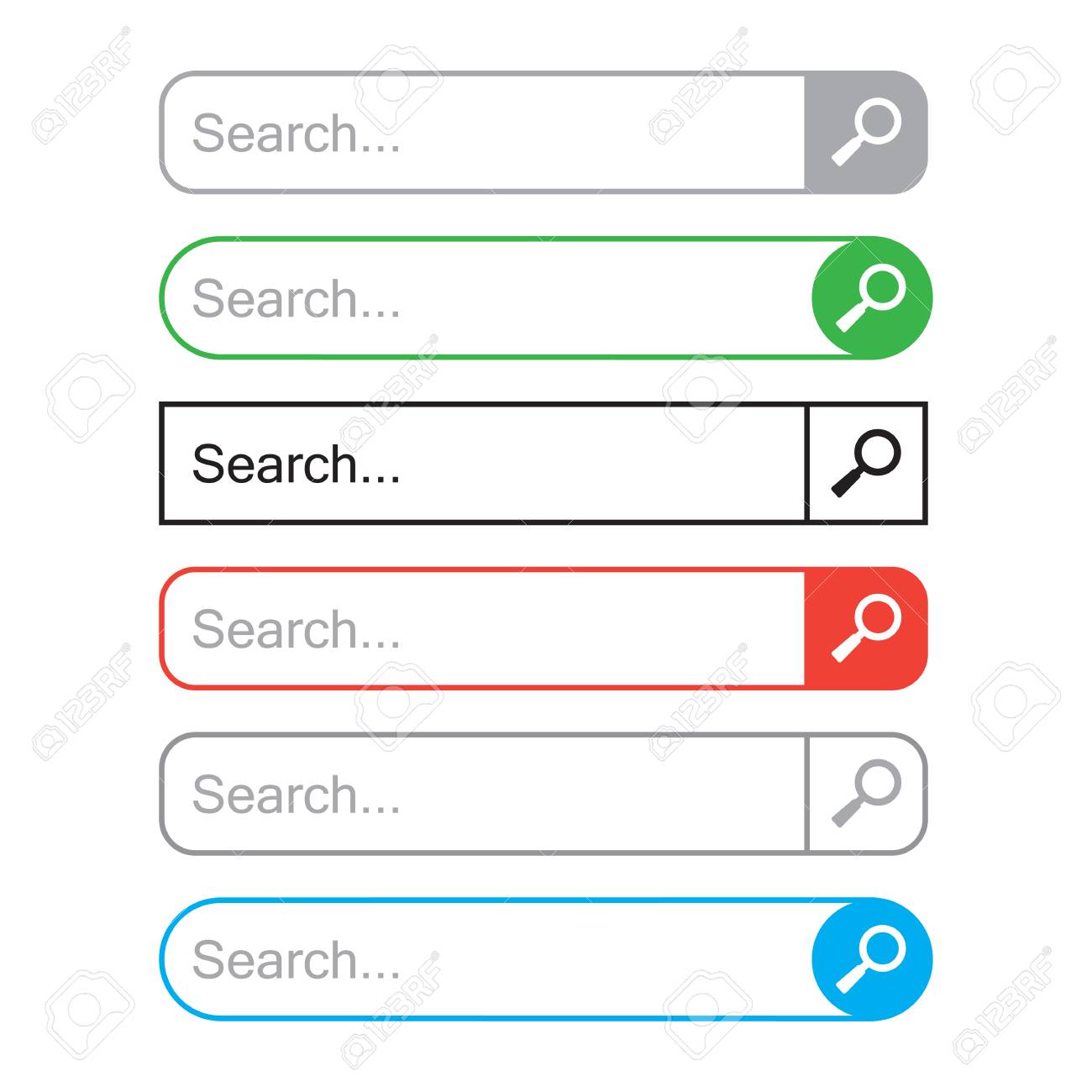 set of search bars template for internet searching web search bars template