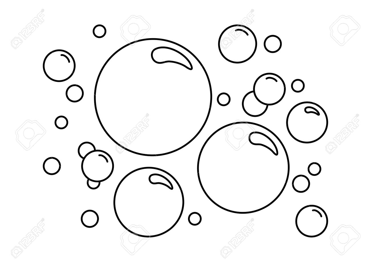 Bubbles Vector Line Icon. Cartoon Soap Foam, Bath Suds, Effervescent Water,  Soda Or Champagne, Fizzy Drink, Oxygen Bubbles. Black Outline Design.  Editable Strokes. Abstract Illustration Royalty Free SVG, Cliparts, Vectors,  And Stock