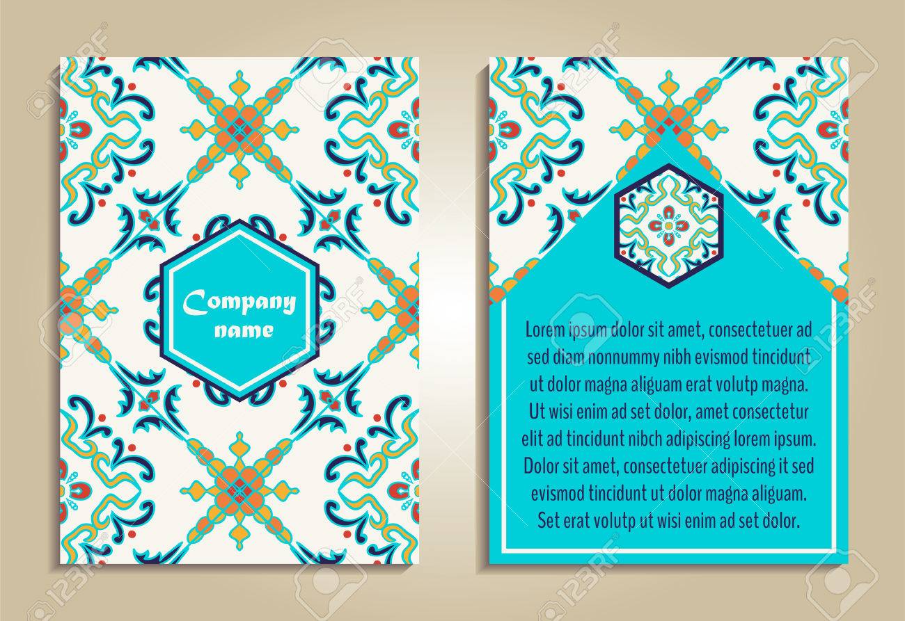 vector set of colorful brochure templates for business and invitation portuguese moroccan azulejo - Colorful Brochure Templates vector set of colorful brochure templates for business and invitation portuguese moroccan azulejo - Colorful Brochure Templates