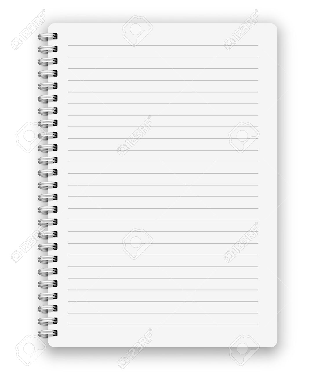 realistic spiral vector lined notebook isolated on white royalty