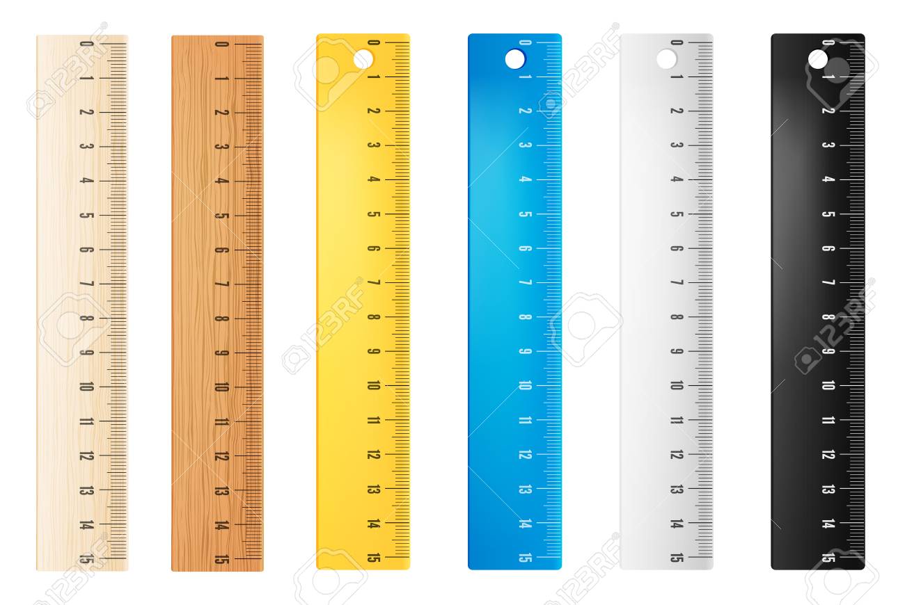 色のプラスチックや木製の定規 ベクトル オブジェクトのイラスト素材 ベクタ Image