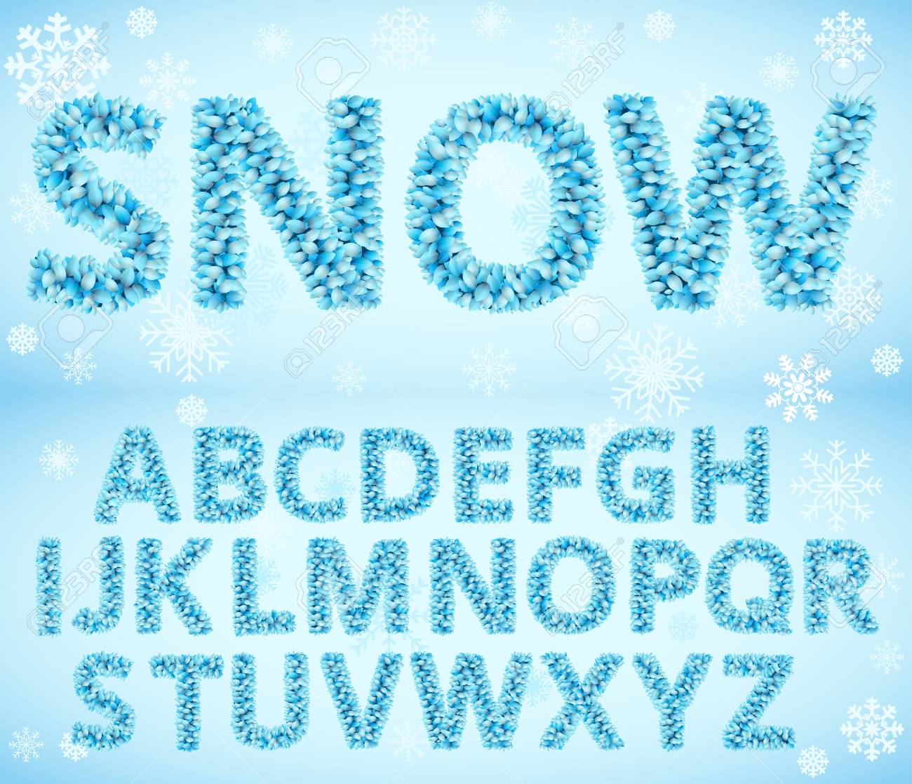 winter snow frozen blue leaves alphabet vector font royalty free free frozen font