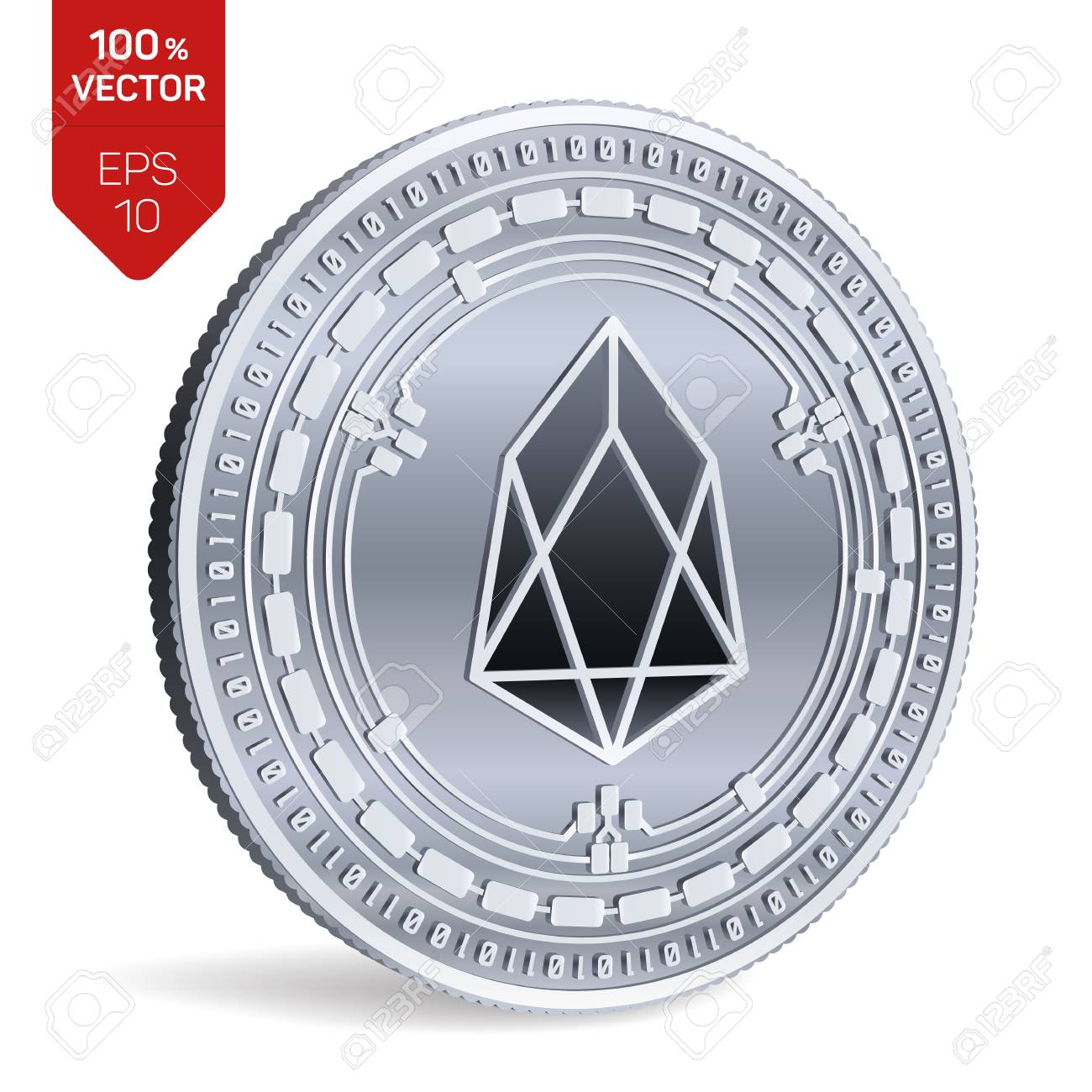 EOS. 3D Isometric Physical Coin. Digital Currency. Cryptocurrency. Silver  Coin With EOS Symbol Isolated On White Background. Vector Illustration  Royalty Free SVG, Cliparts, Vectors, and Stock Illustration. Image 97626387.