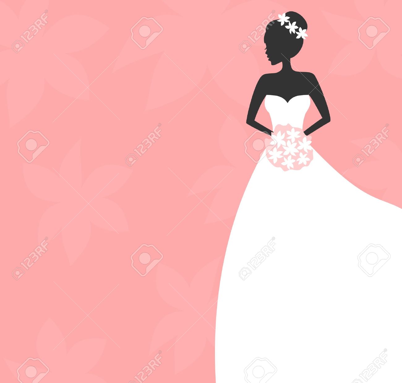 illustration of a beautiful bride holding a bouquet bridal shower bridal templates