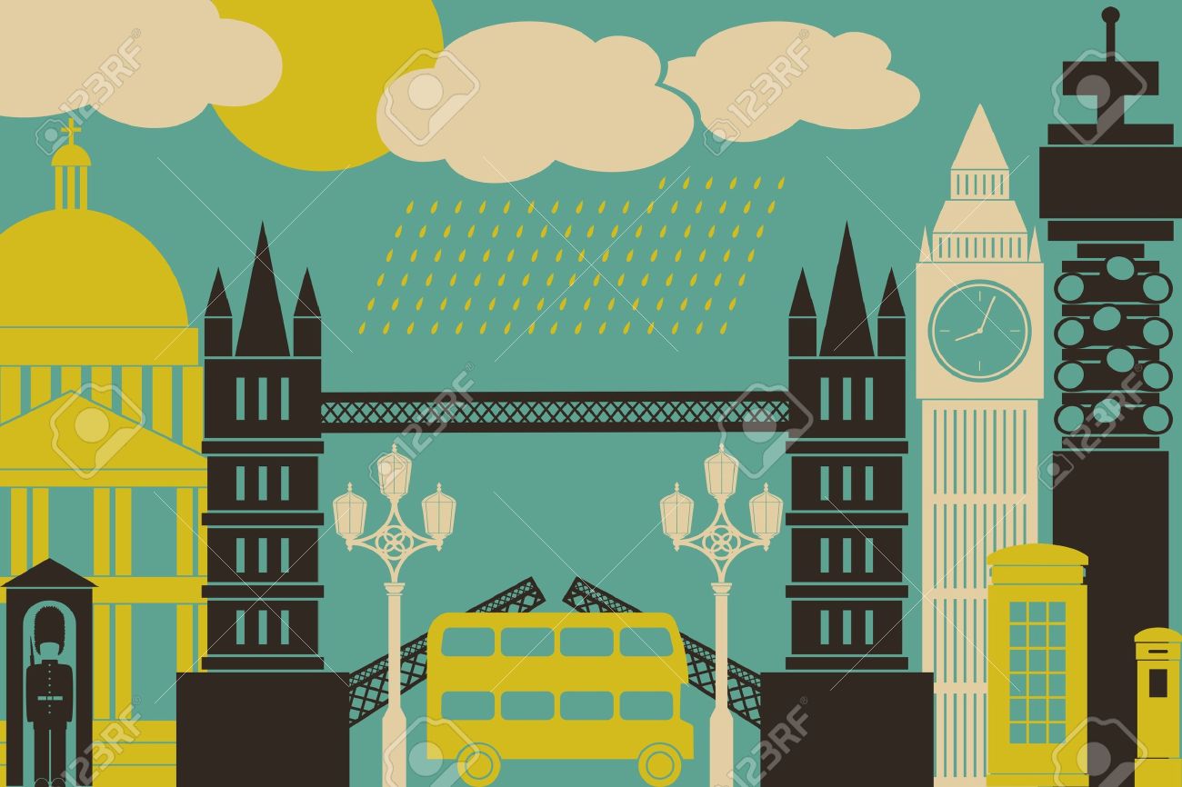 ロンドンのシンボルやランドマークのイラスト のイラスト素材 ベクタ Image