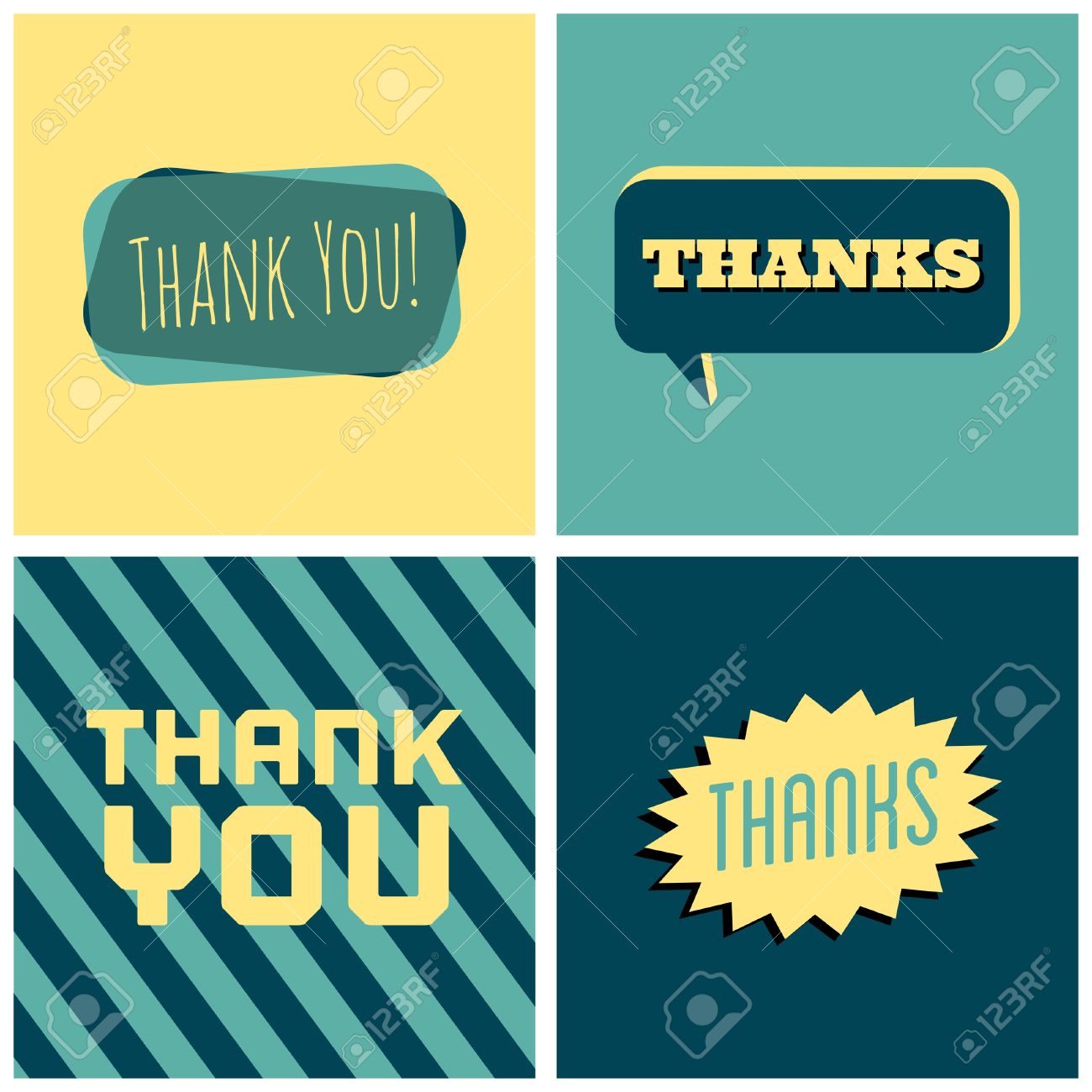 感謝祭の日のレトロなデザインのグリーティング カードを 4 つのセット のイラスト素材 ベクタ Image