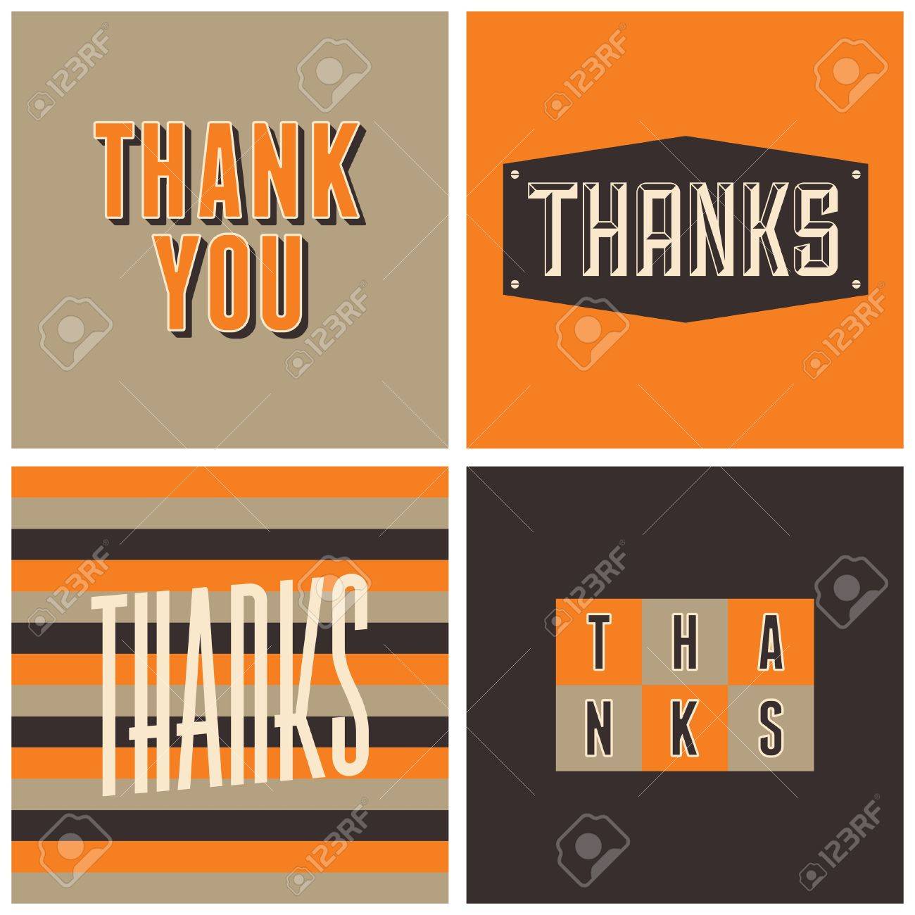 感謝祭の日のレトロなデザインのグリーティング カードを 4 つのセット のイラスト素材 ベクタ Image