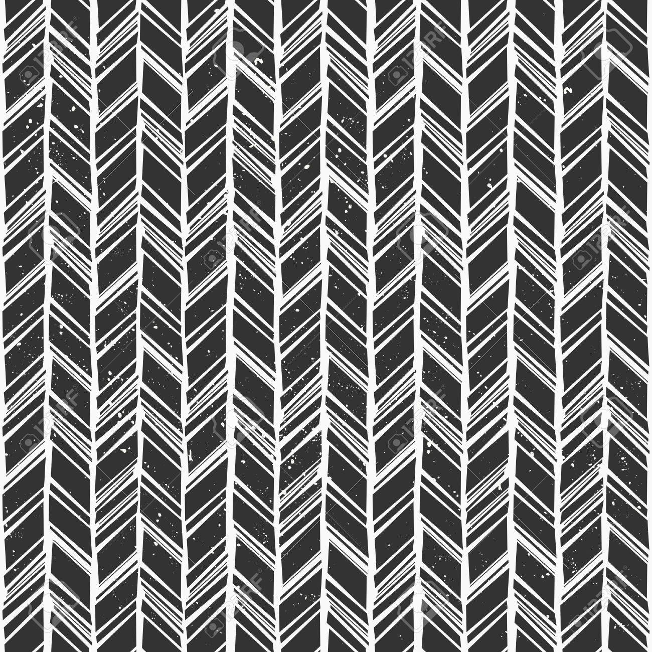 seamless hand drawn style chevron pattern in black and white chevron patterns vector