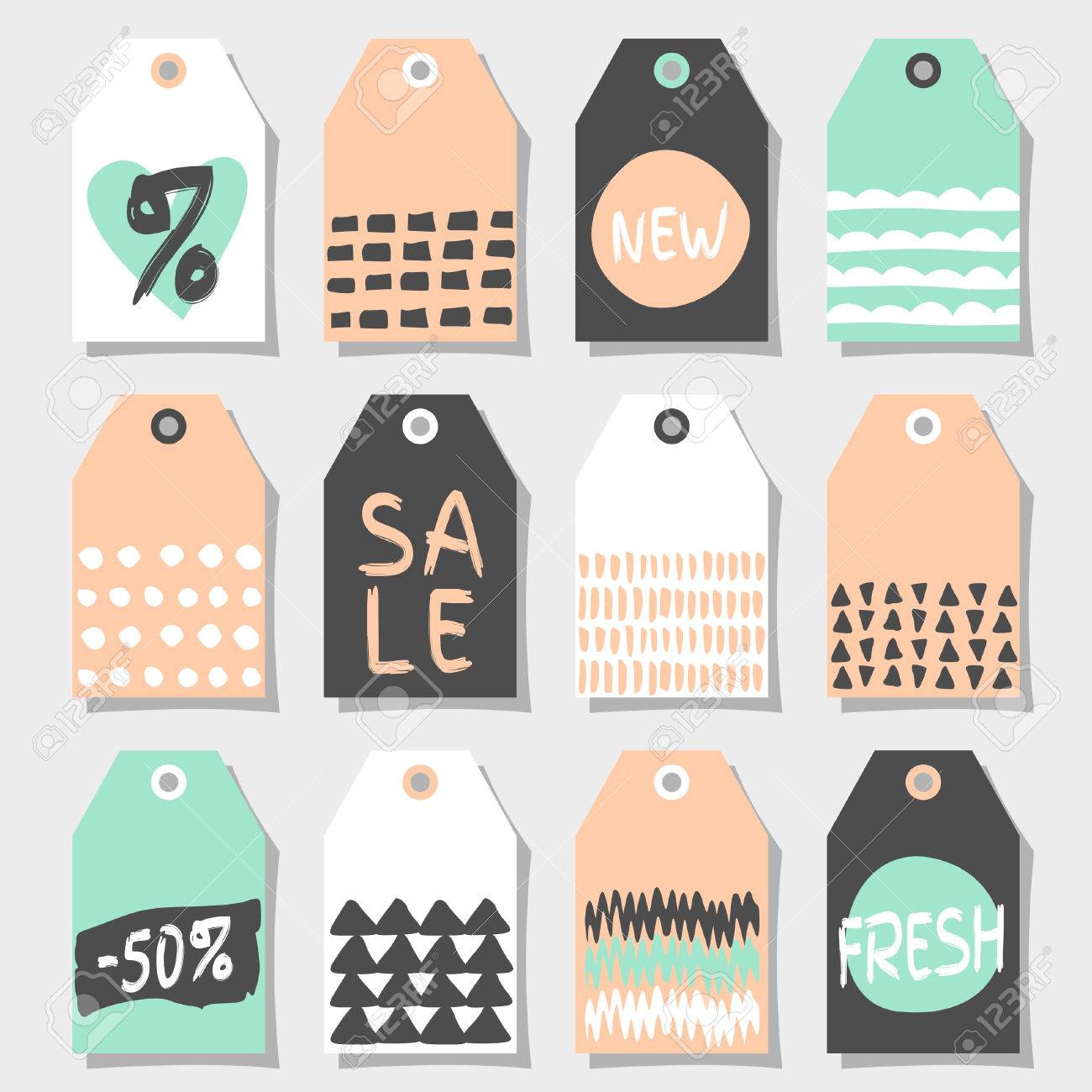 a set of twelve abstract geometric label designs shopping sales