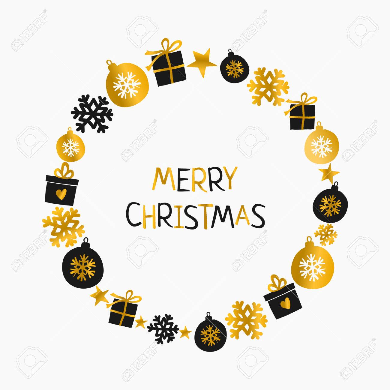 christmas greeting card design with christmas wreath made of