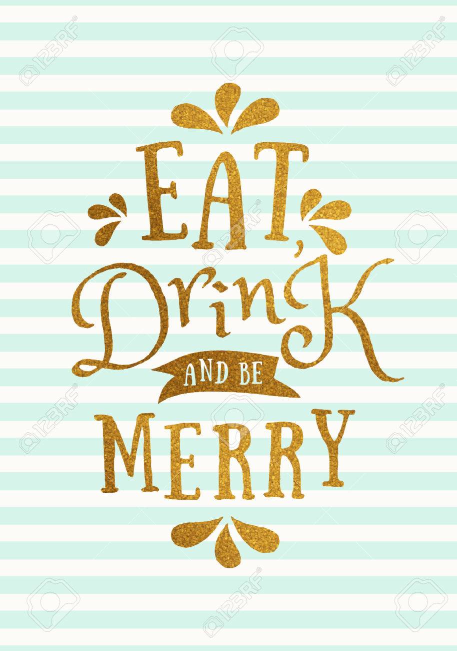christmas typographic design greeting card template eat drink