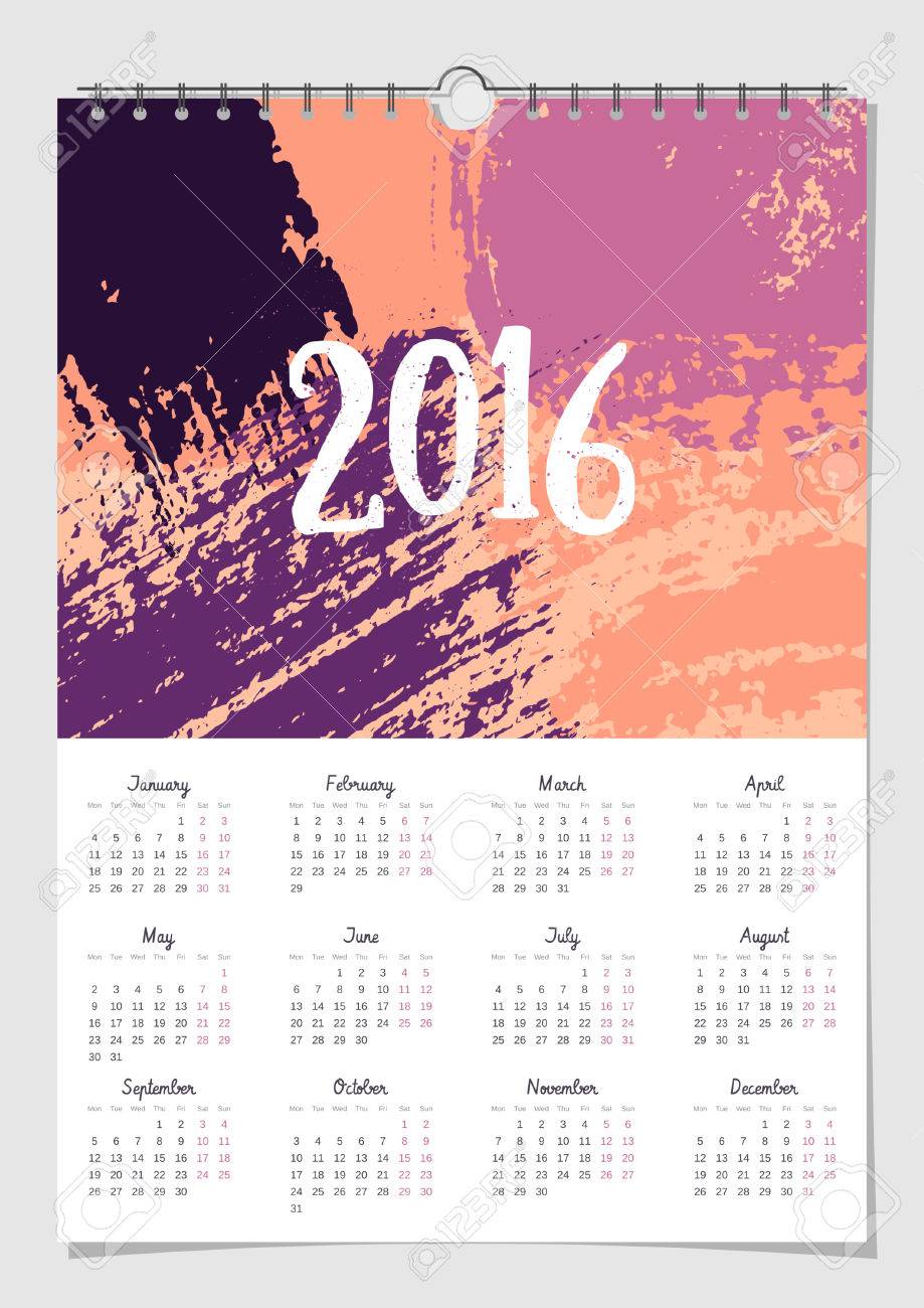 2016 calendar design template scalable to a4 size printable