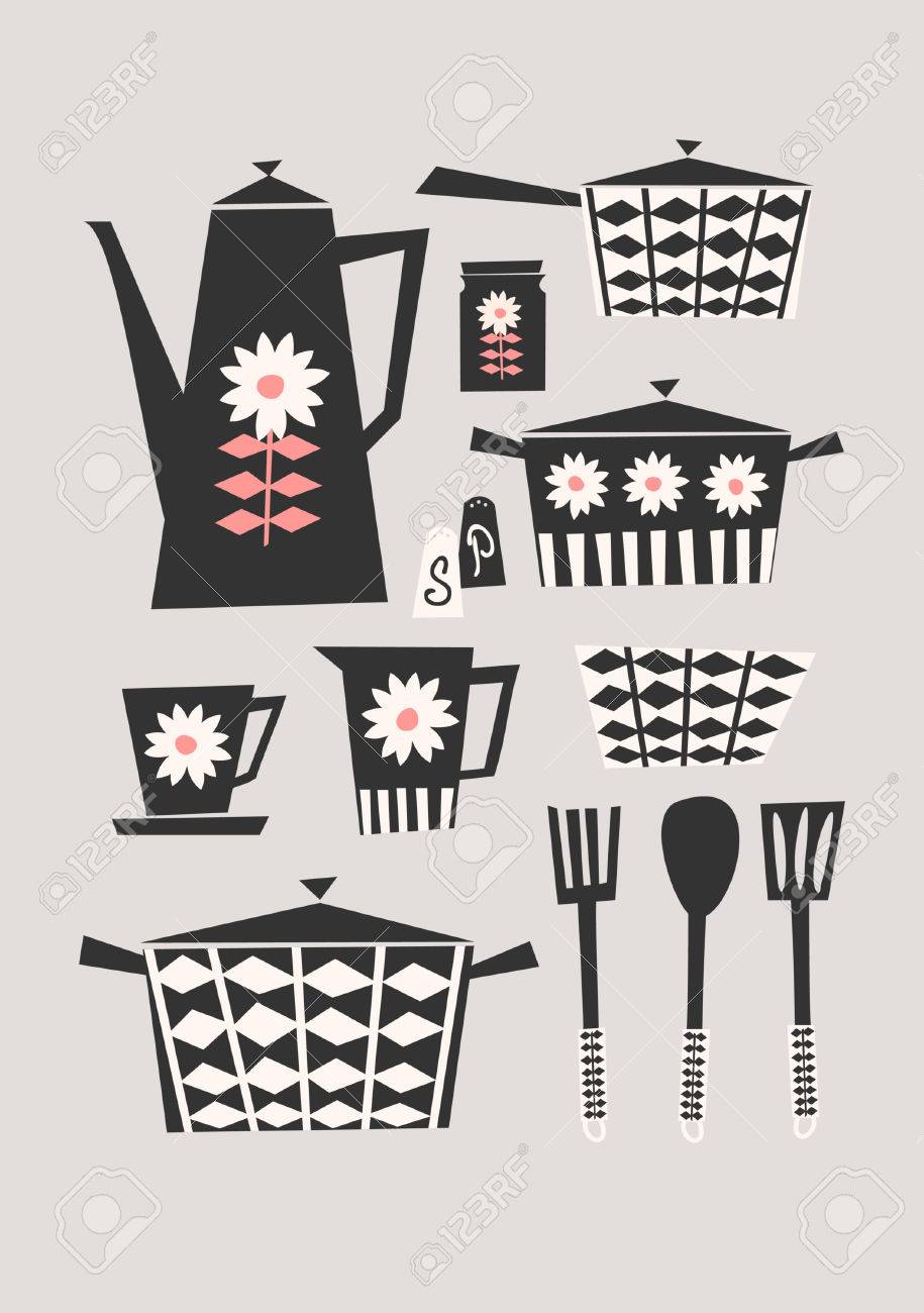 Illustrazione Stile Metà Del Secolo Di Una Serie Di Oggetti Da ... Illustrazione Stile Metà Del Secolo Di Una Serie Di Oggetti Da ...