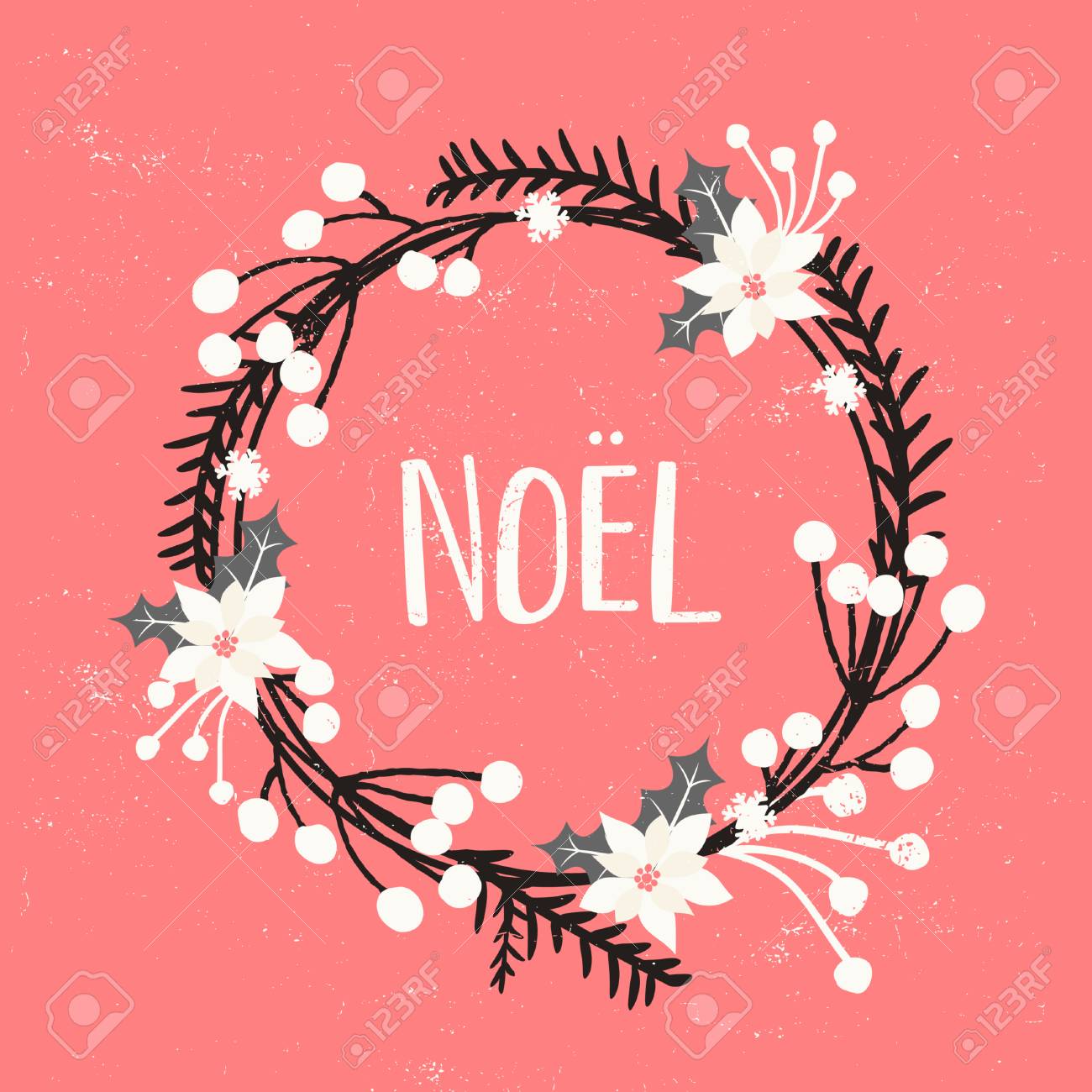 Diseno De Tarjeta De Felicitacion De Navidad Con Decoracion Floral