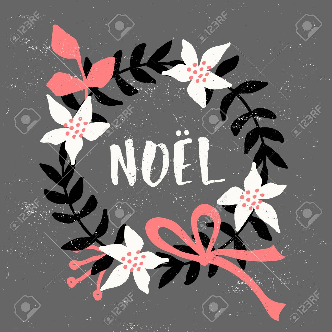 Diseno De Tarjeta De Felicitacion De Navidad Con Decoracion Floral