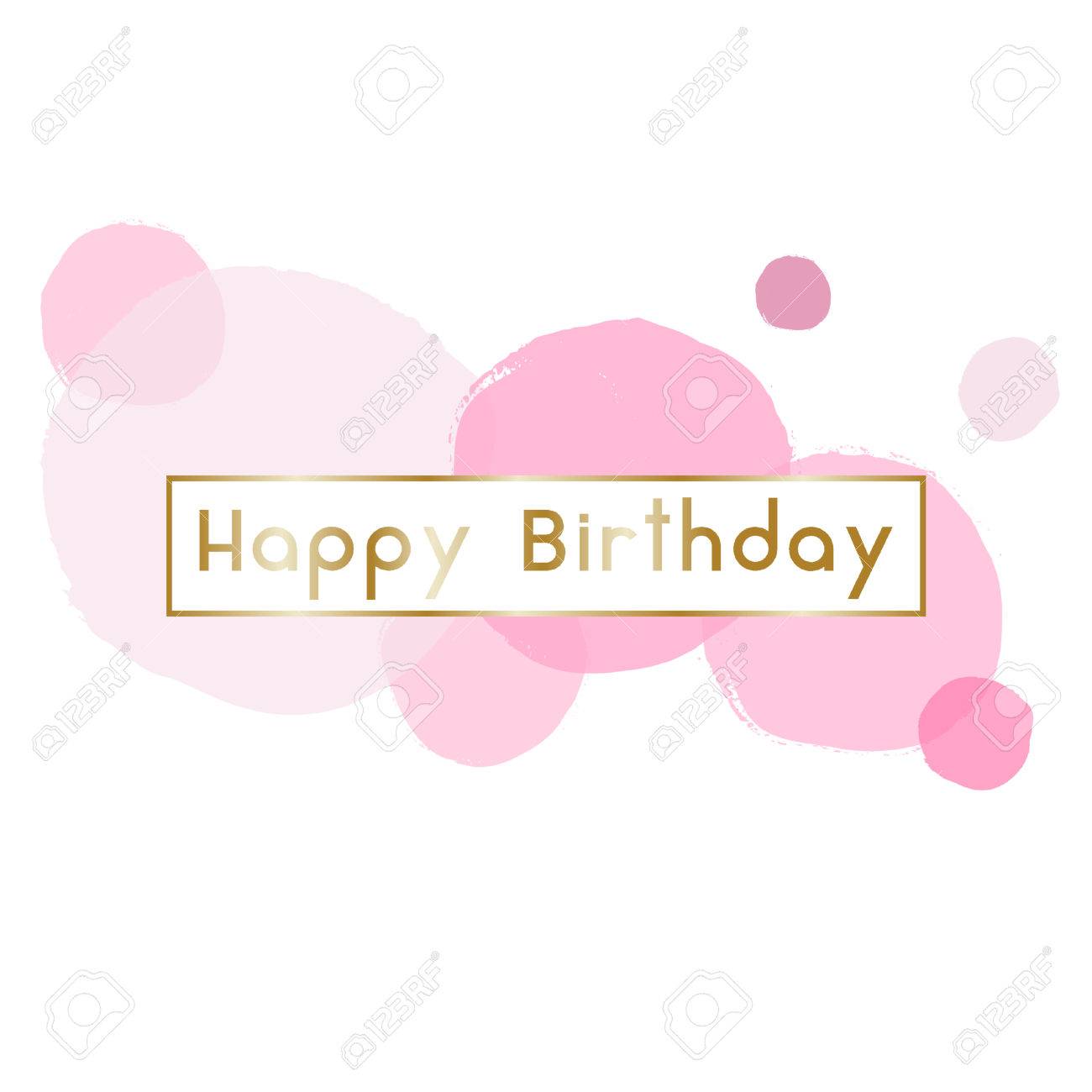 誕生日グリーティング カードは バック グラウンドでゴールドとピンクの泡でテキスト ハッピーバースデー をデザインします のイラスト素材 ベクタ Image