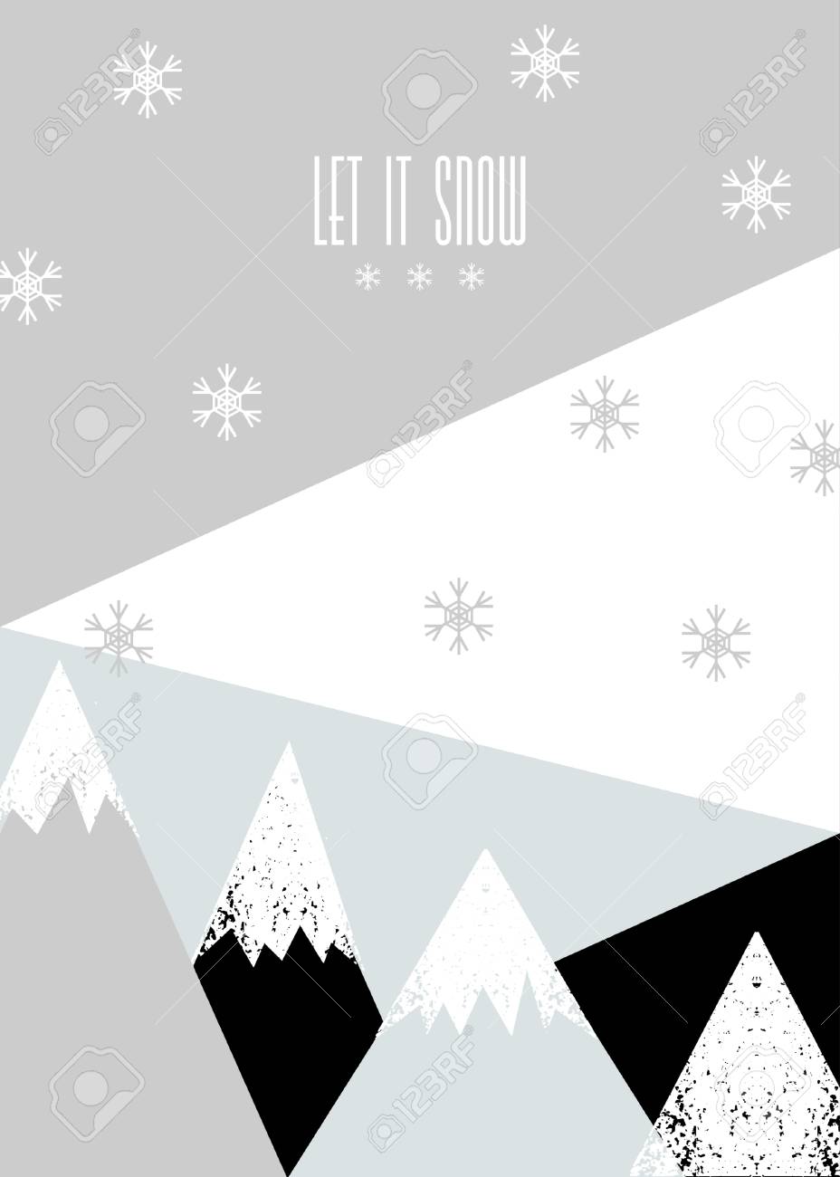 modern christmas greeting card template with text let it snow