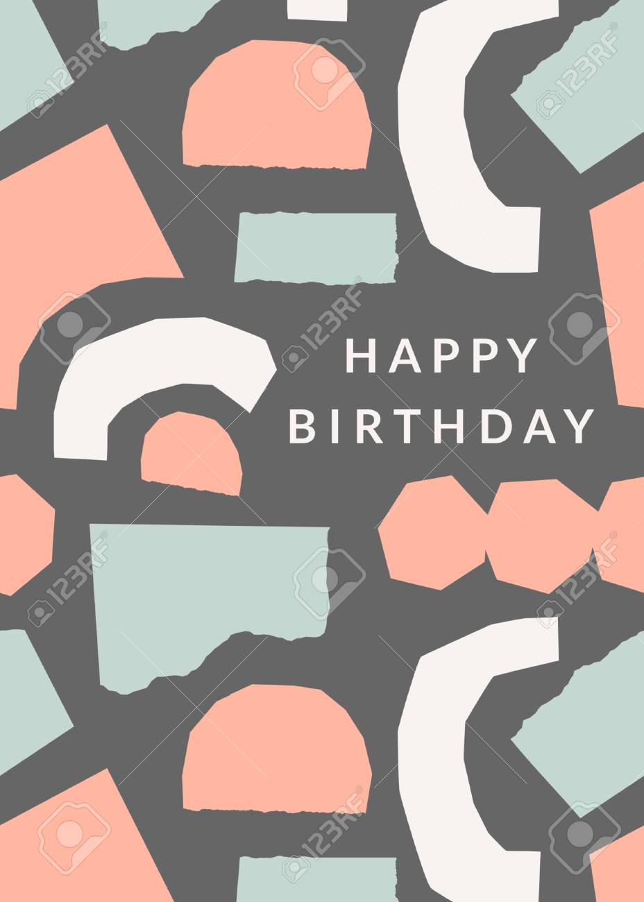 Greeting Card Template With Torn Paper Pieces In Pastel Colors And In Birthday Card Collage Template Greeting Card Template With Torn Paper Pieces In Pastel Colors And In Birthday Card Collage Template