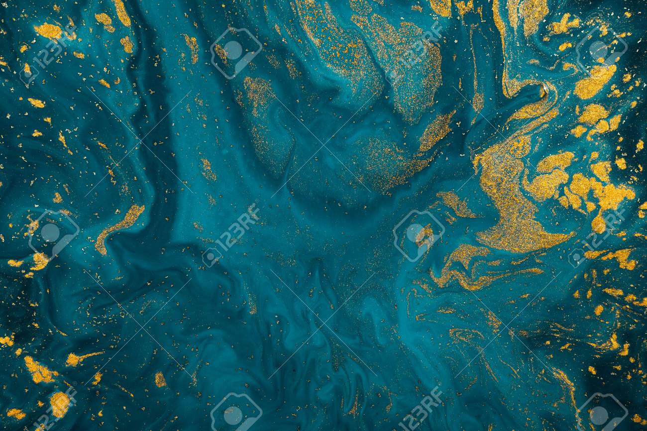 Abstract paint texture art. Natural luxury. Blue paint with gold glitter powder. Marble background. - 116573261 Abstract paint texture art. Natural luxury. Blue paint with gold glitter powder. Marble background. - 116573261