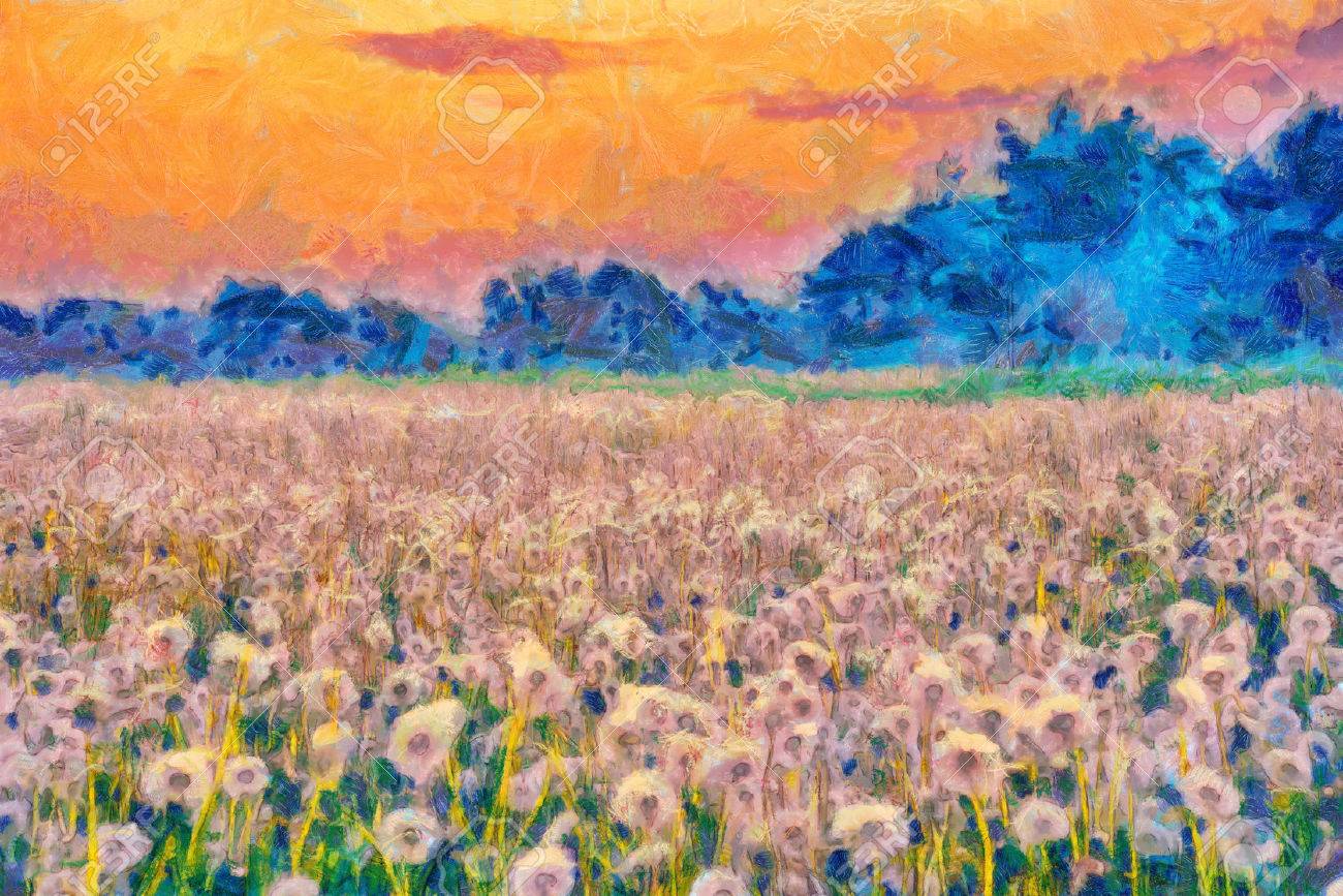 夏の草原打撃ボール風景画 の写真素材・画像素材. Image 39969514.