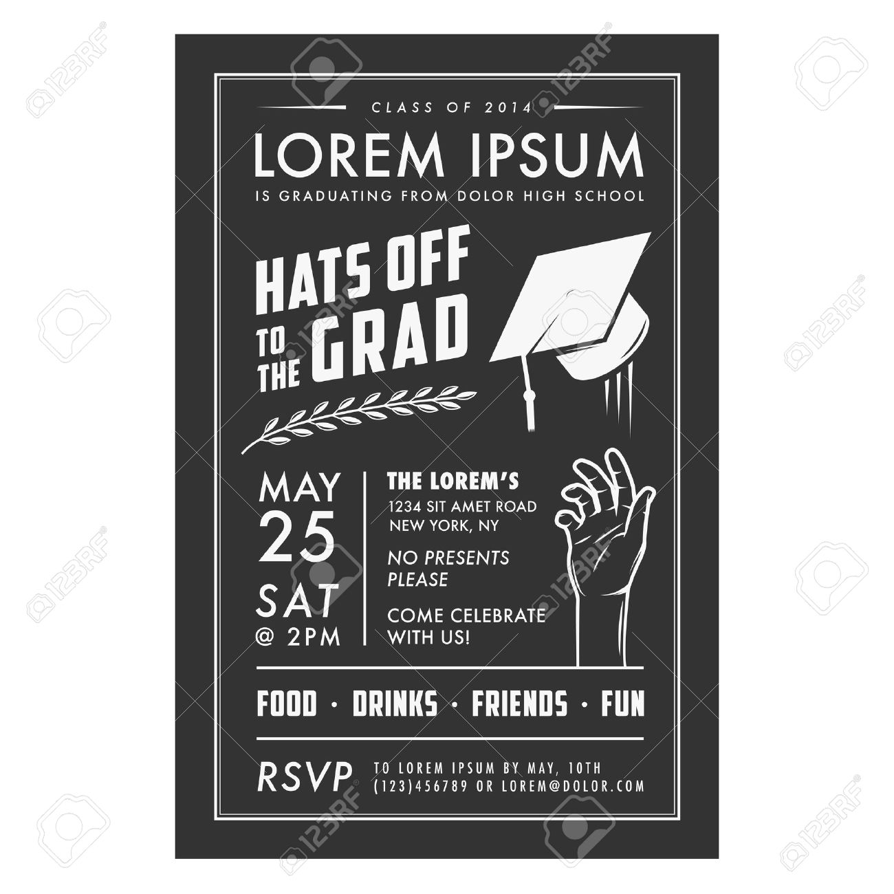 vintage graduation party invitation card royalty free cliparts