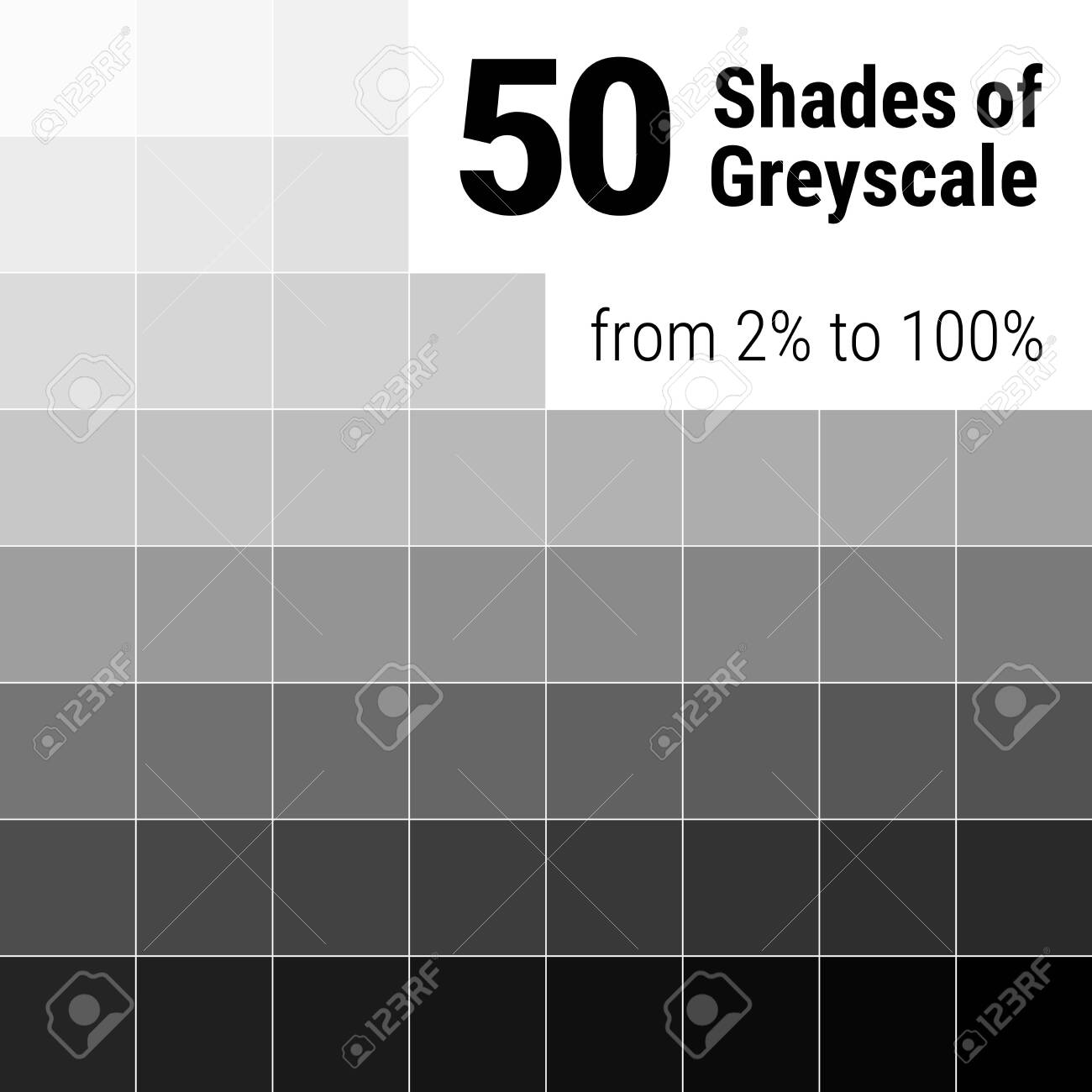그레이스케일 팔레트. 그레이의 50가지 그림자. 회색 색상 팔레트입니다. 색상 음영 차트. 벡터 일러스트 레이 션. 로열티 무료 사진,  그림, 이미지 그리고 스톡포토그래피. Image 141108418