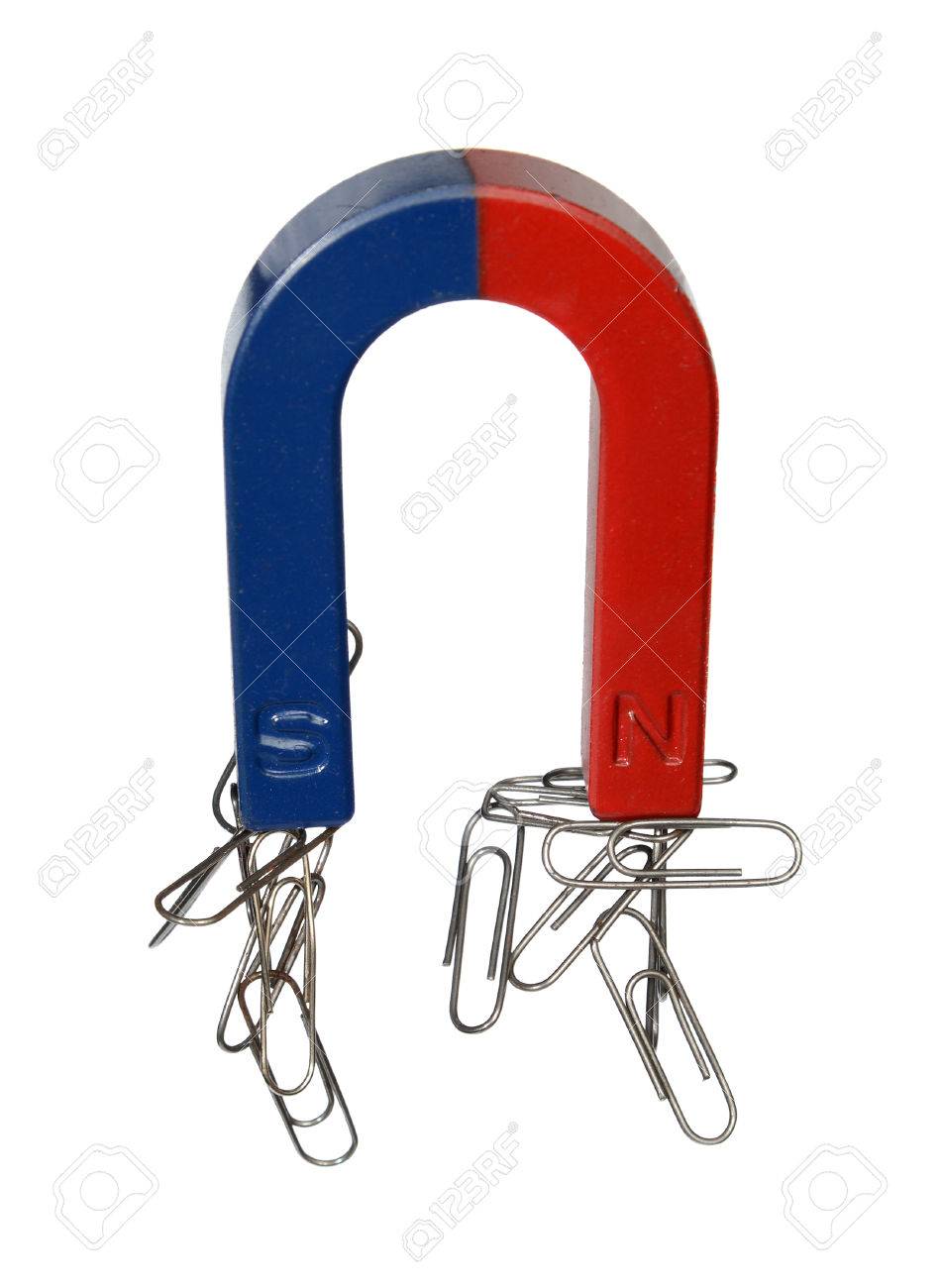 magnet and paper clips isolated on a white background paper clip magnet
