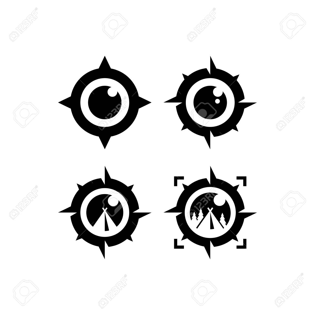 Camping Logo Design Compass Logo Design Inspiration Isolated