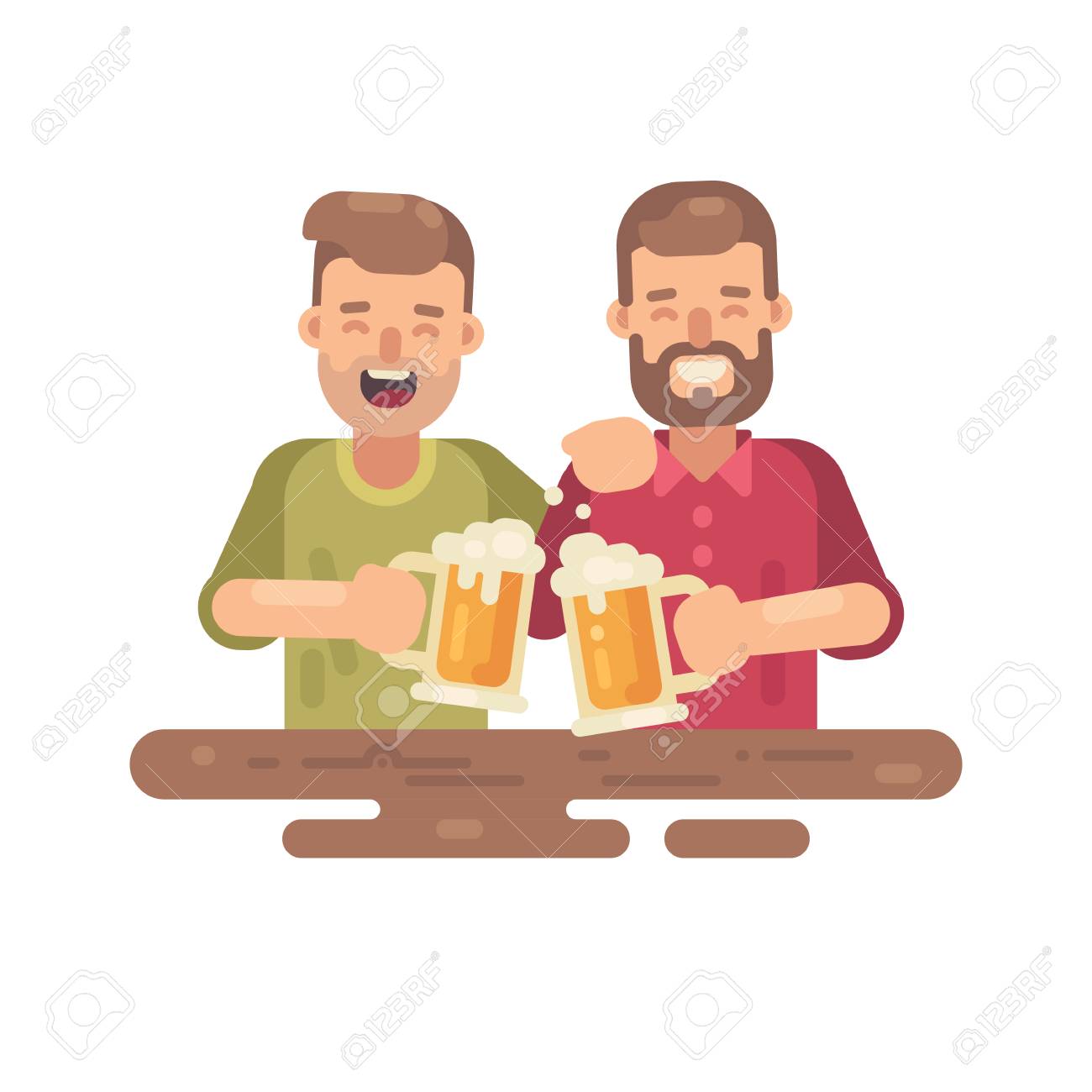 白い背景にビールフラットイラストを飲む2人の幸せな男性のイラスト素材 ベクタ Image 白い背景にビールフラットイラストを飲む2人の幸せな男性のイラスト素材 ベクタ Image