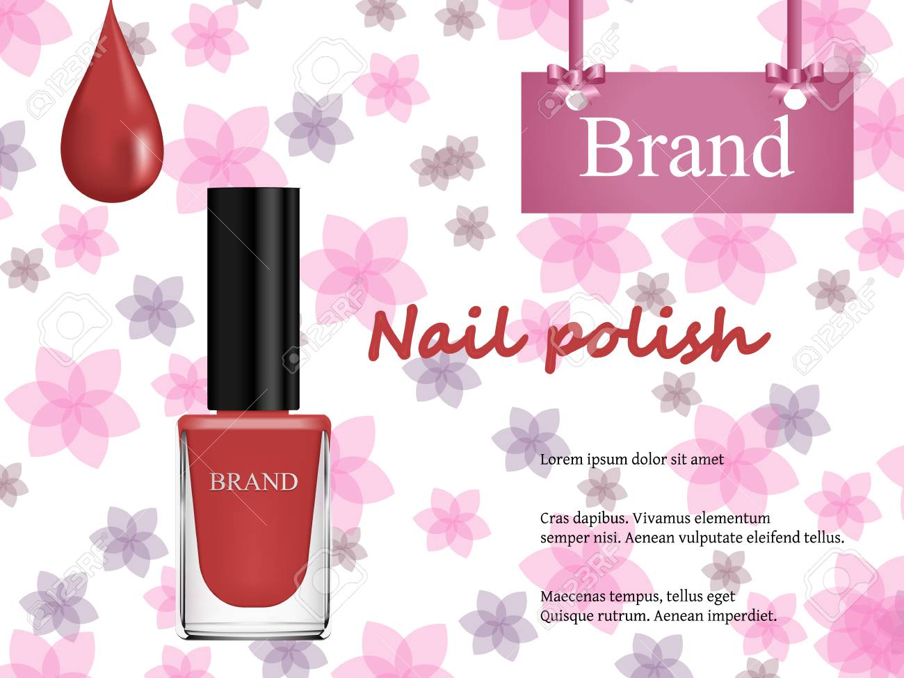 Design Of Cosmetics Nail Polish On A Light Background With Flowers Royalty Free Cliparts Vectors And Stock Illustration Image