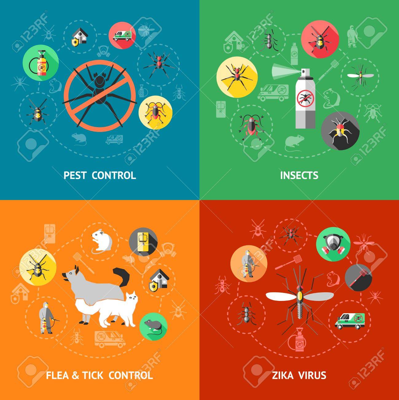 Pest control concept with insecticide against ant cockroach mosquito flea tick zika virus protection isolated vector illustration - 56864279 Pest control concept with insecticide against ant cockroach mosquito flea tick zika virus protection isolated vector illustration - 56864279