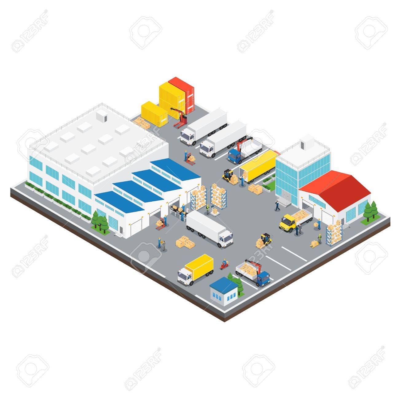 Warehouse Industrial Area Isometric Layout Of Warehouse Building