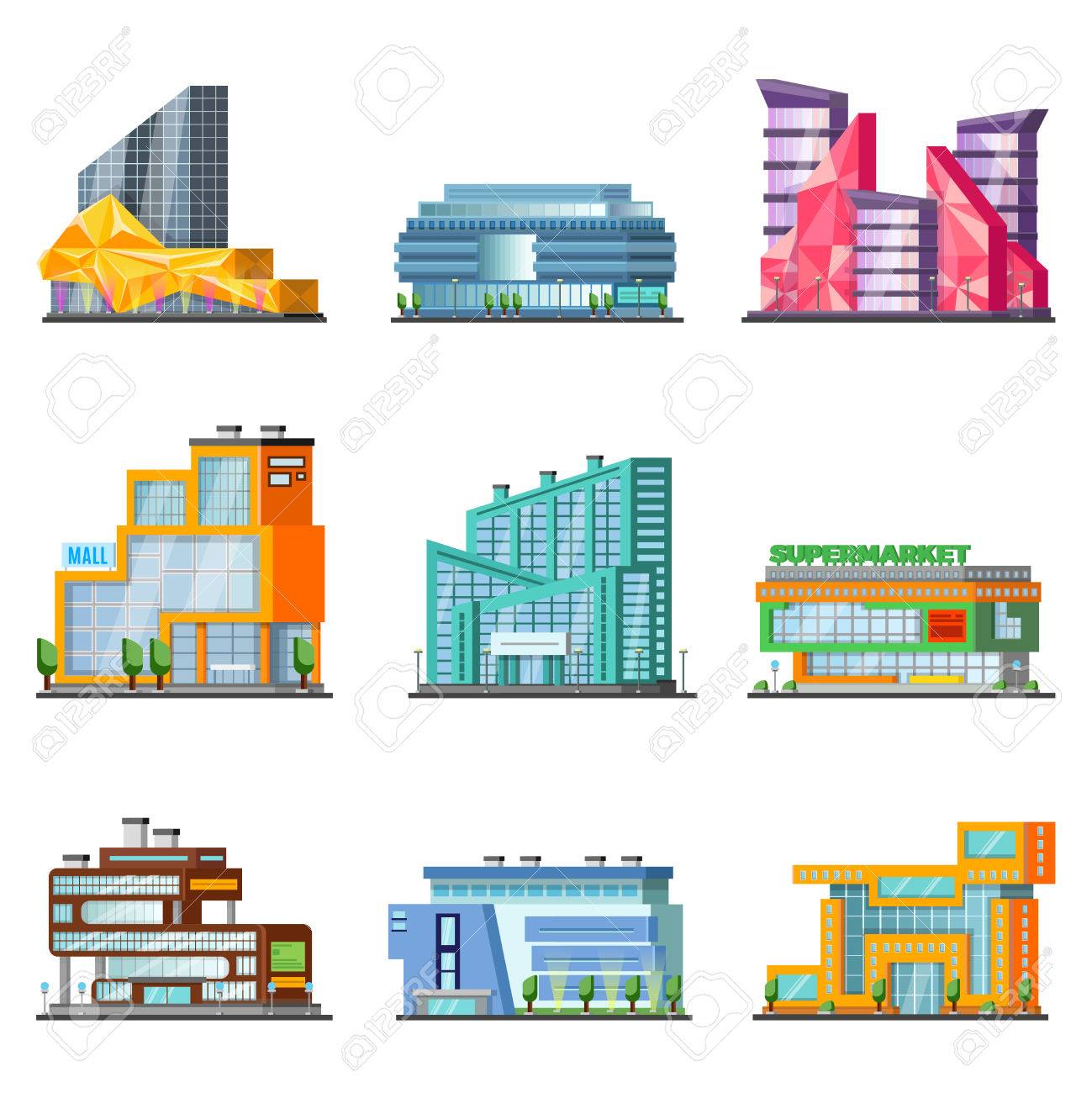 Shopping Mall Building Set Royalty Free Cliparts Vectors And Stock Illustration Image 71065316