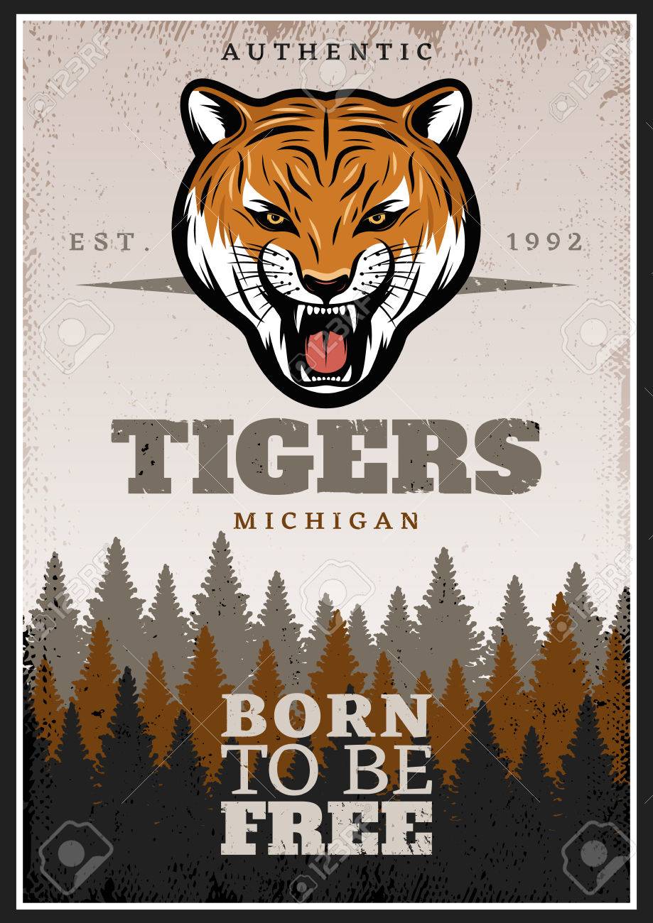 vintage colorful wild animal poster royalty free cliparts vectors