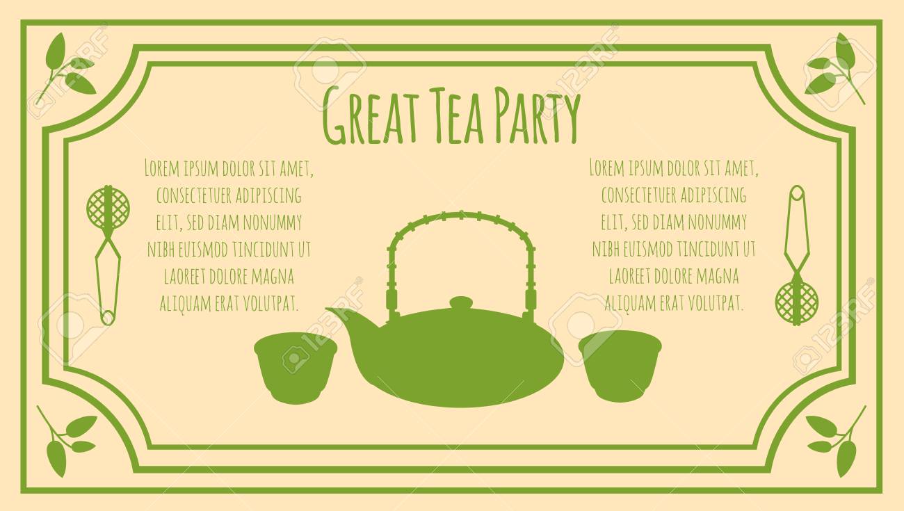 お茶会の招待状カードのテンプレート のイラスト素材 ベクタ Image