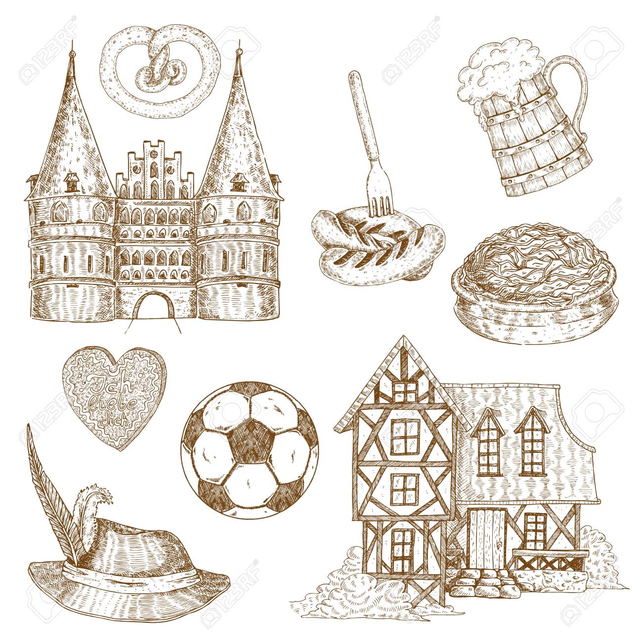 Ensemble De Symboles Dessines Par L Allemagne Clip Art Libres De Droits Vecteurs Et Illustration Image