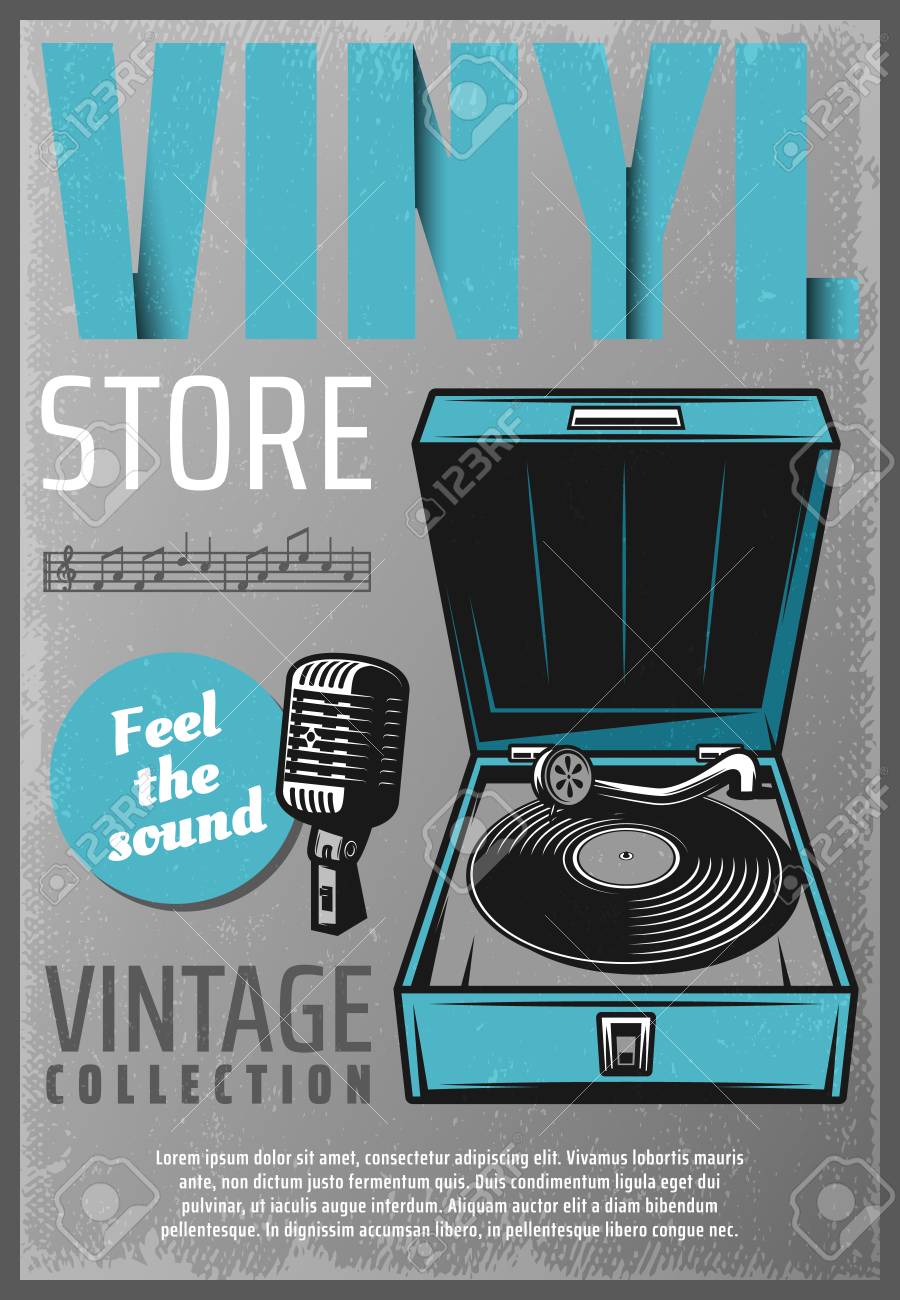 ヴィンテージ色レトロ音楽ストアのポスター のイラスト素材 ベクタ Image