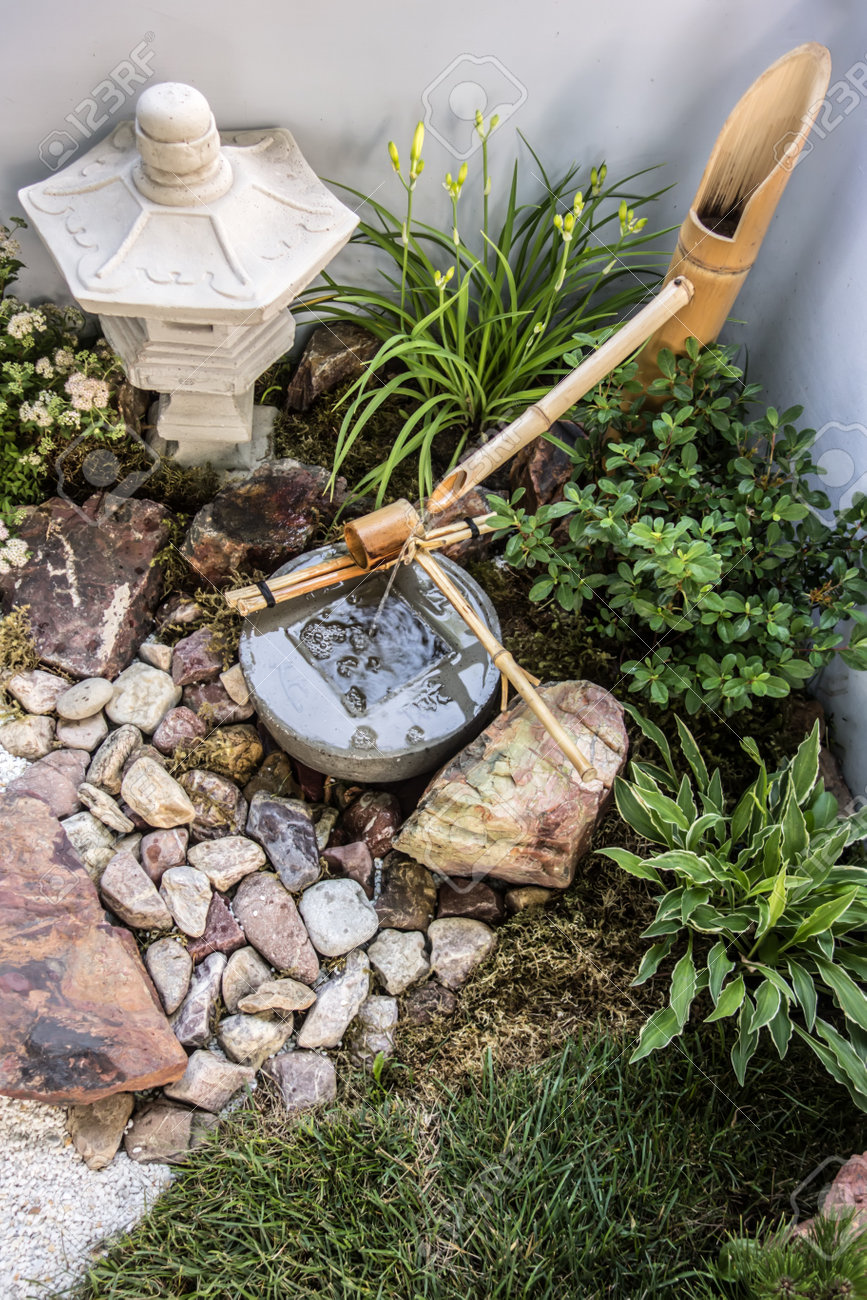 天然竹製噴水（ポンプ付き）、水景装飾キット（回転式水車付き）、風水